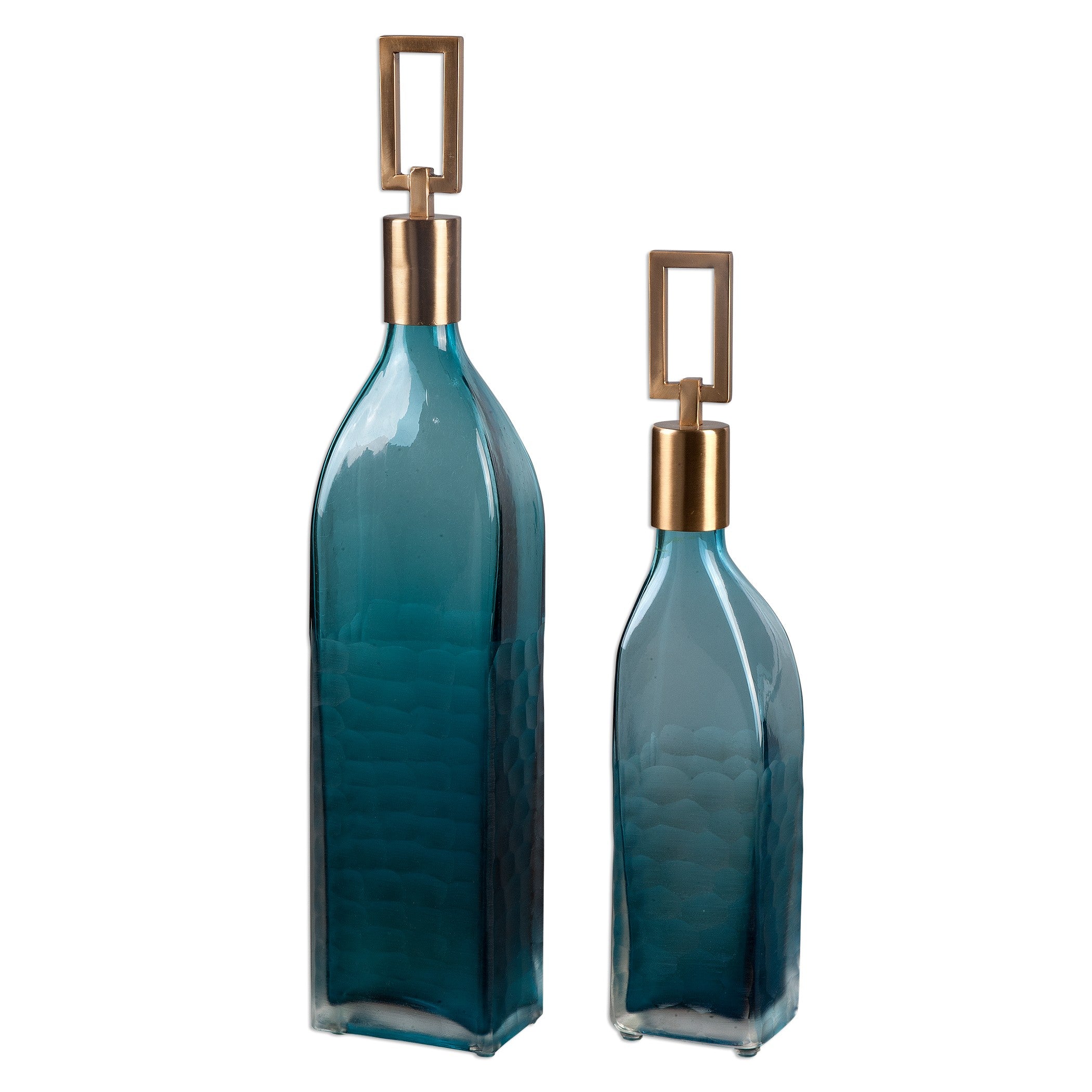 Annabella Teal Glass Bottles - Set of 2 by Uttermost