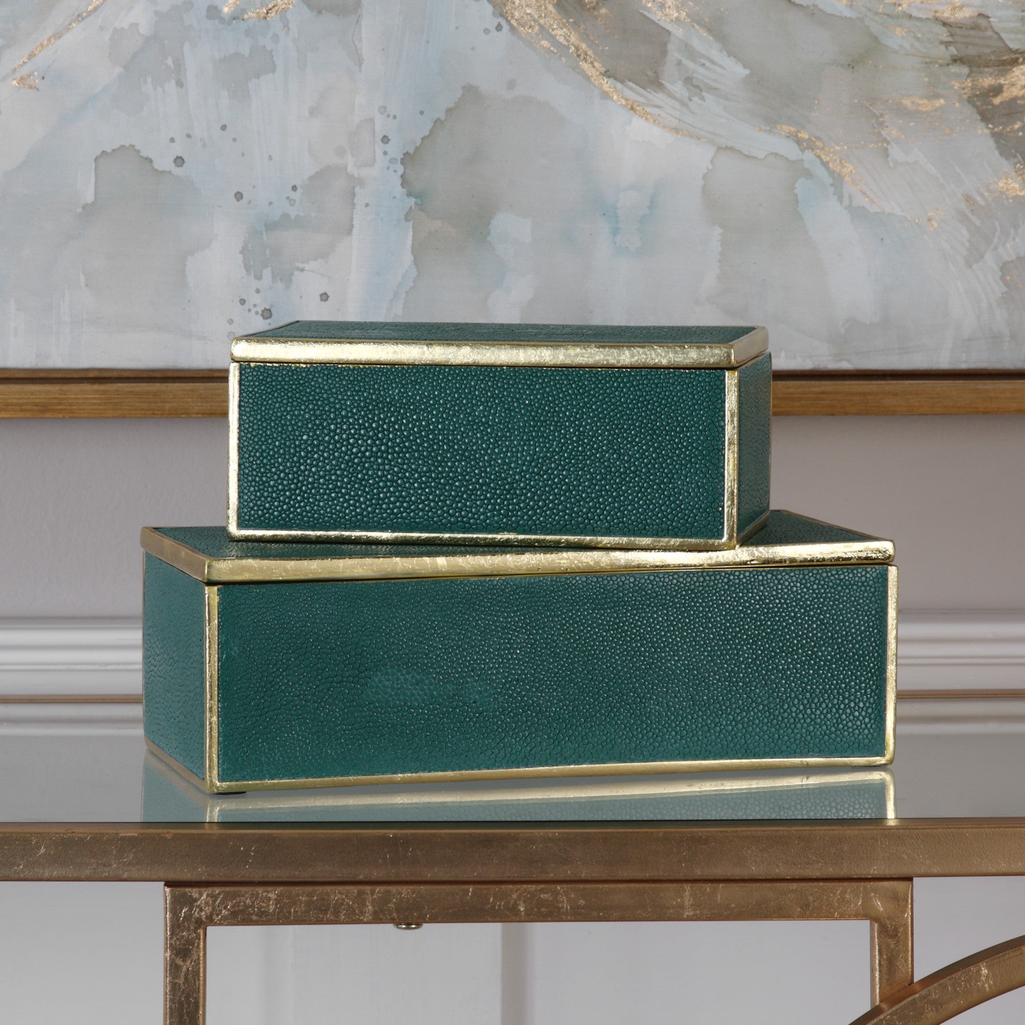 Karis Emerald Green Boxes - Set of 2 by Uttermost