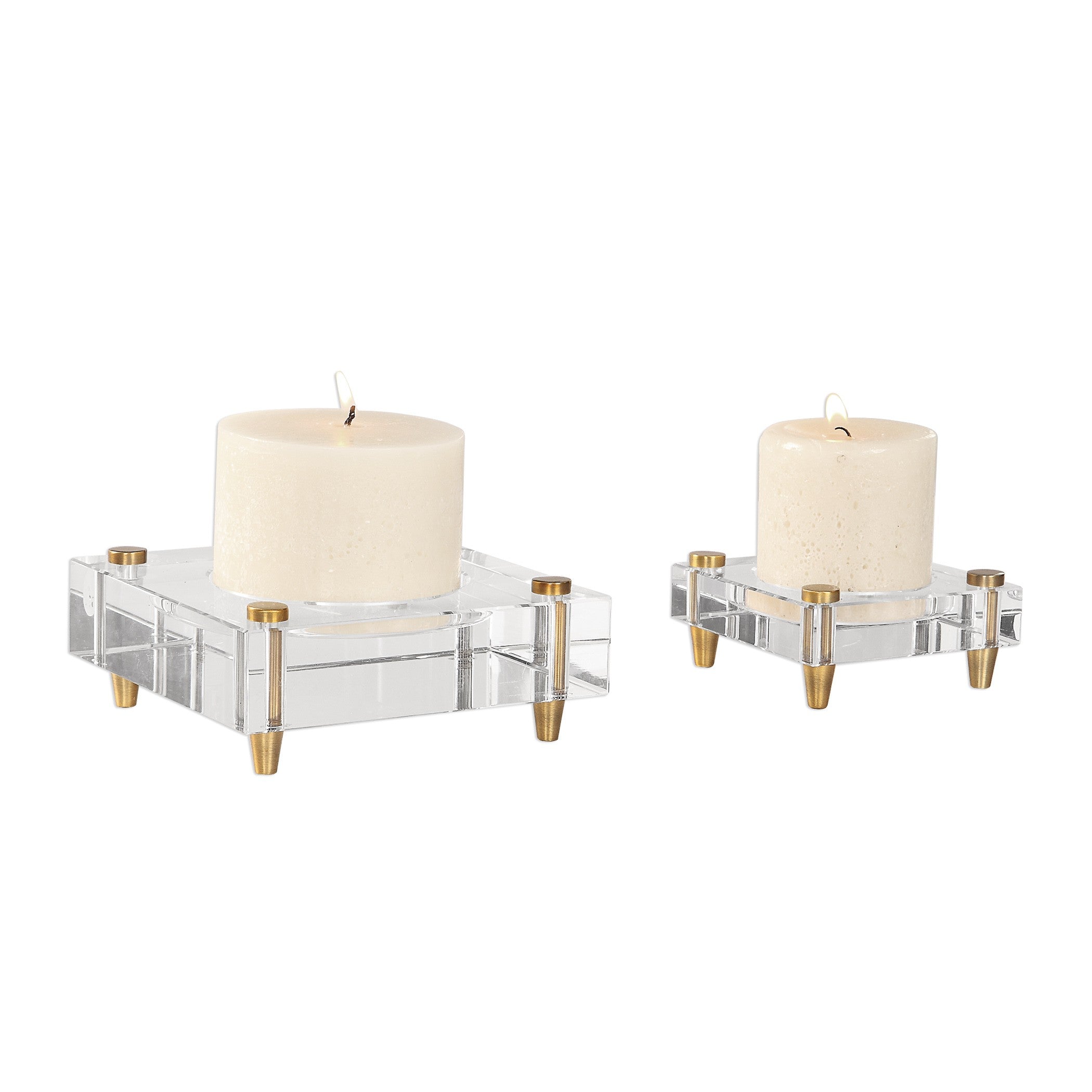 Claire Crystal Block Candleholders - Set of 2 by Uttermost