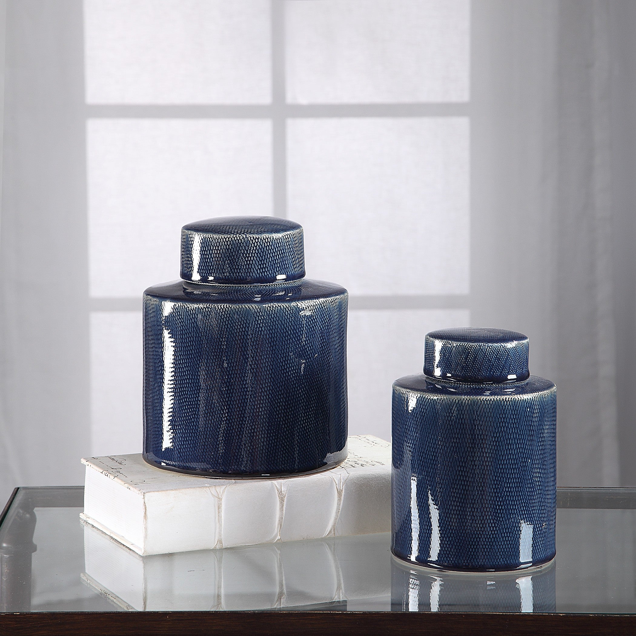 Saniya Blue Containers - Set of 2 by Uttermost