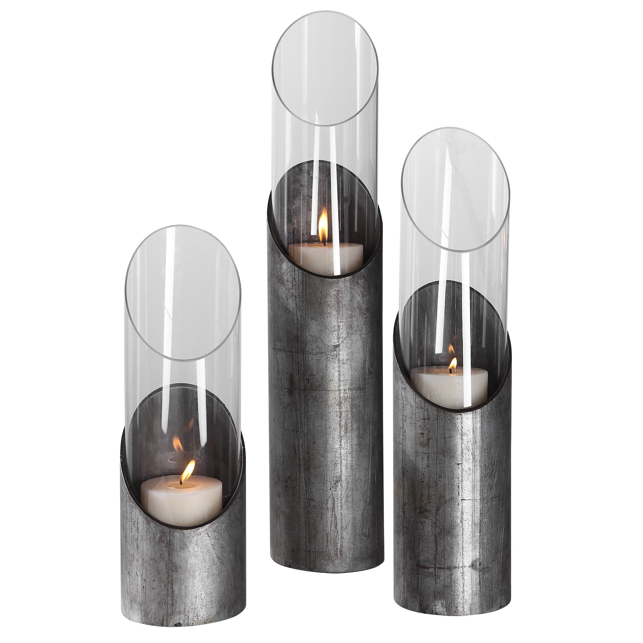 Karter Iron & Glass Candleholders - Set of 3 by Uttermost