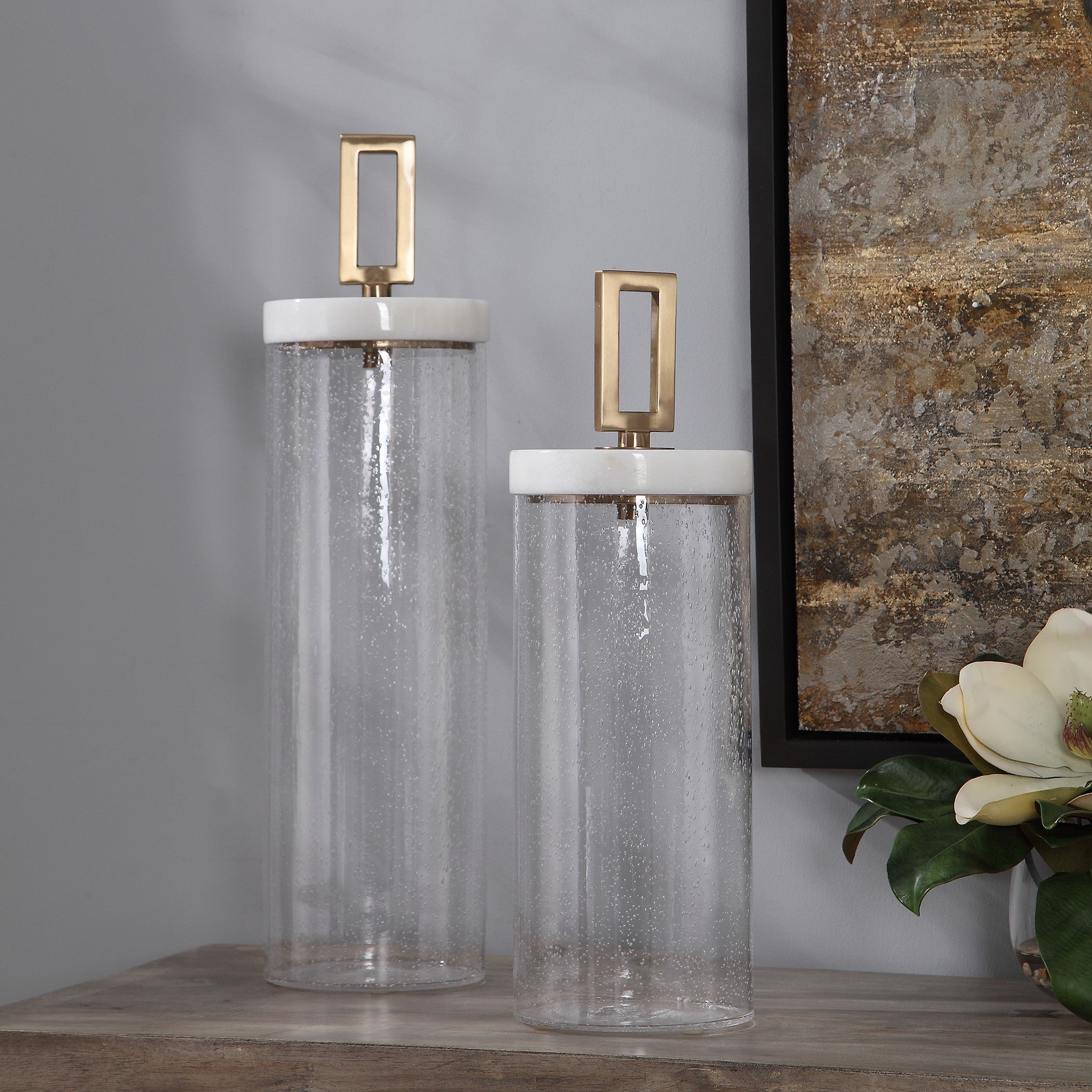 Hayworth Seeded Glass Containers - Set of 2 by Uttermost