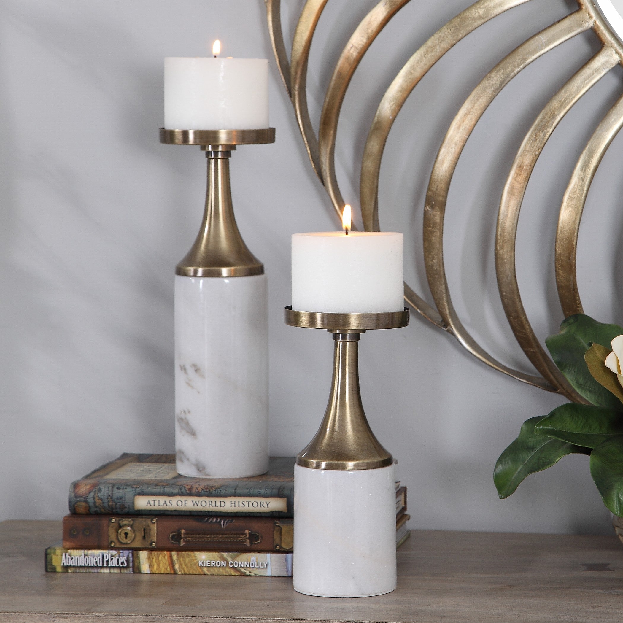 Castiel Marble Candleholders - Set of 2 by Uttermost