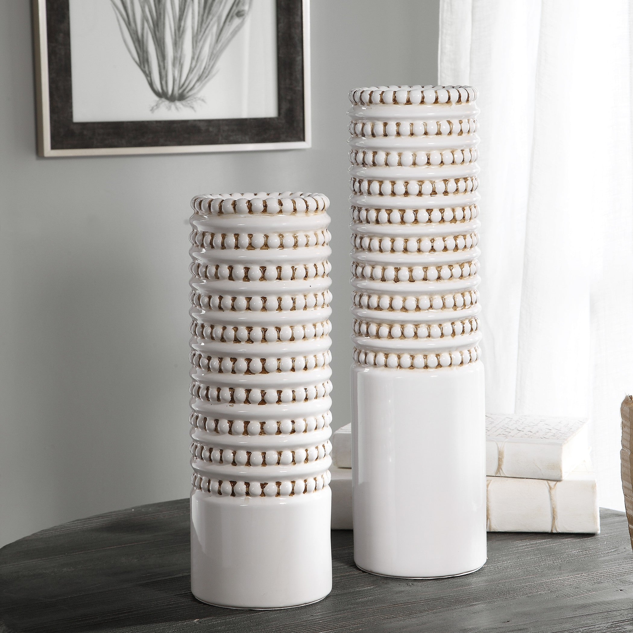 Angelou White Vases - Set of 2 by Uttermost
