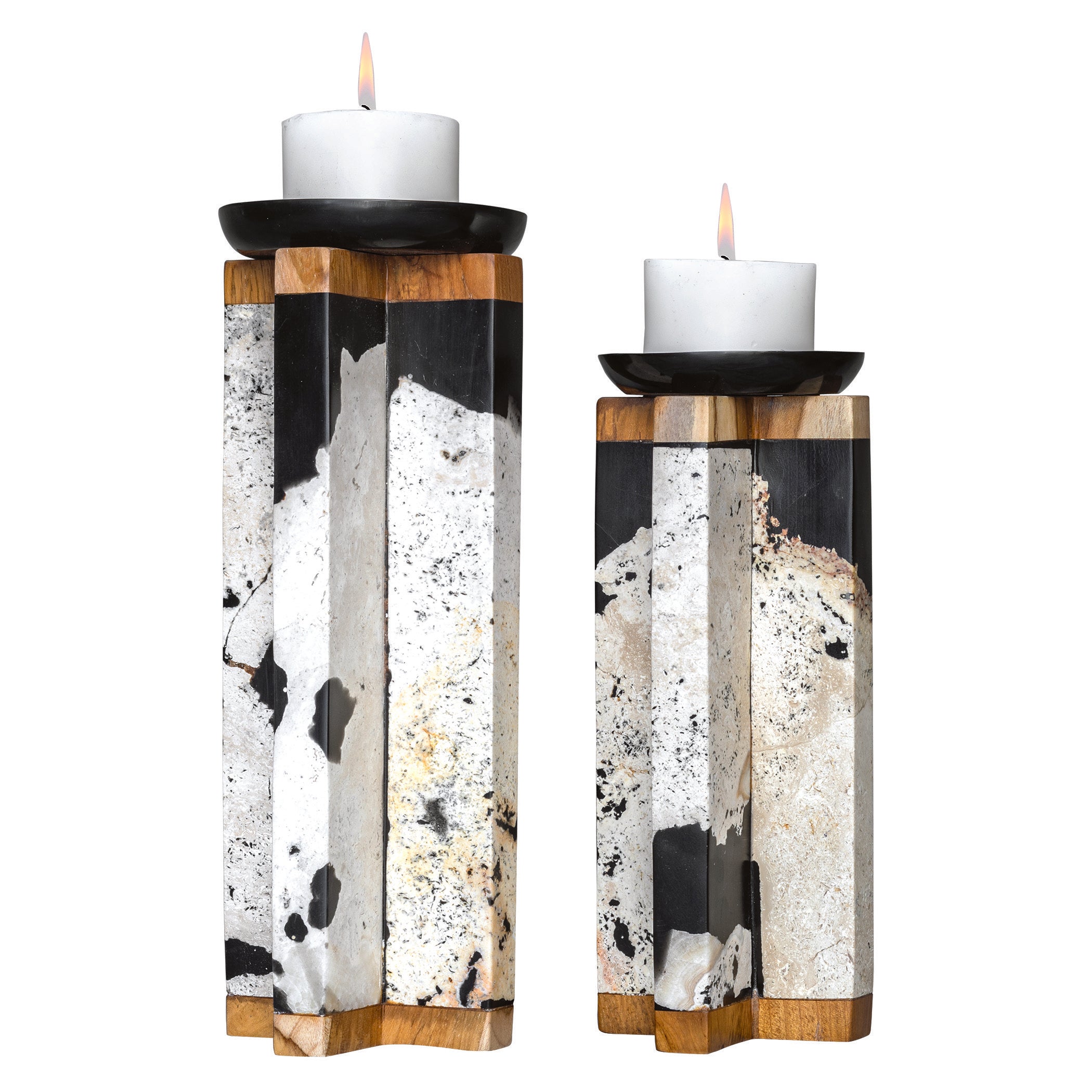 Illini Stone Candleholders - Set of 2 by Uttermost