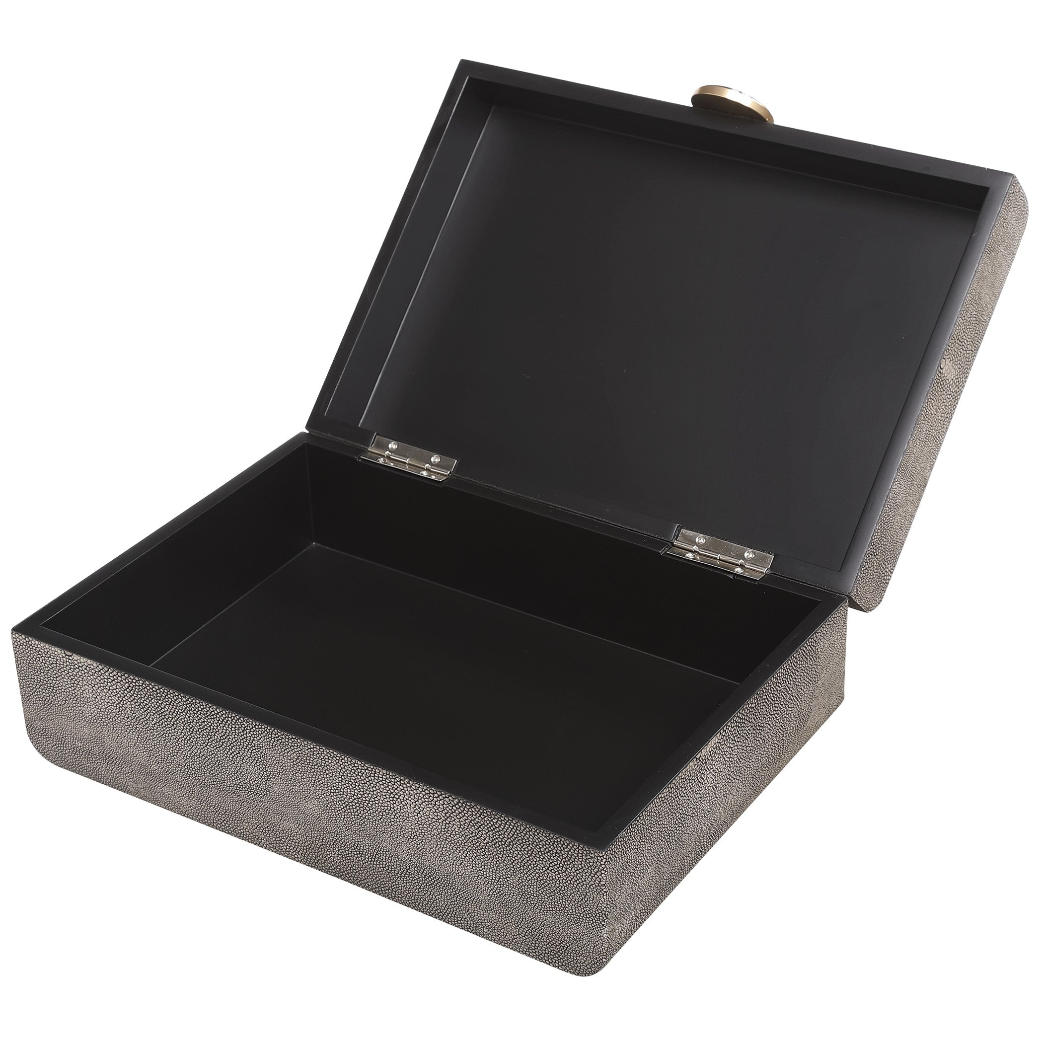 Lalique Art Deco Decorative Box in Smoke Grey Shagreen by Uttermost