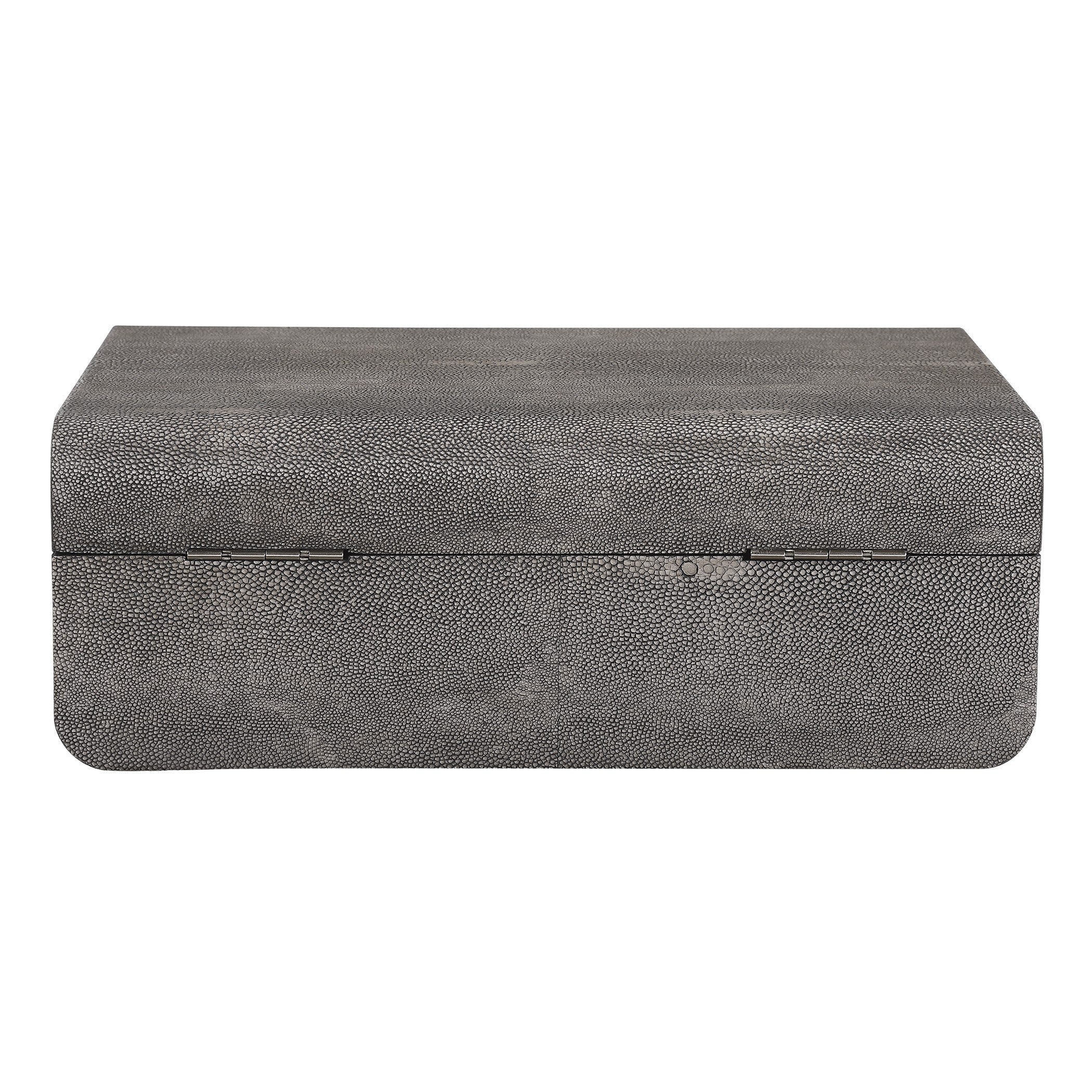 Lalique Art Deco Decorative Box in Smoke Grey Shagreen by Uttermost