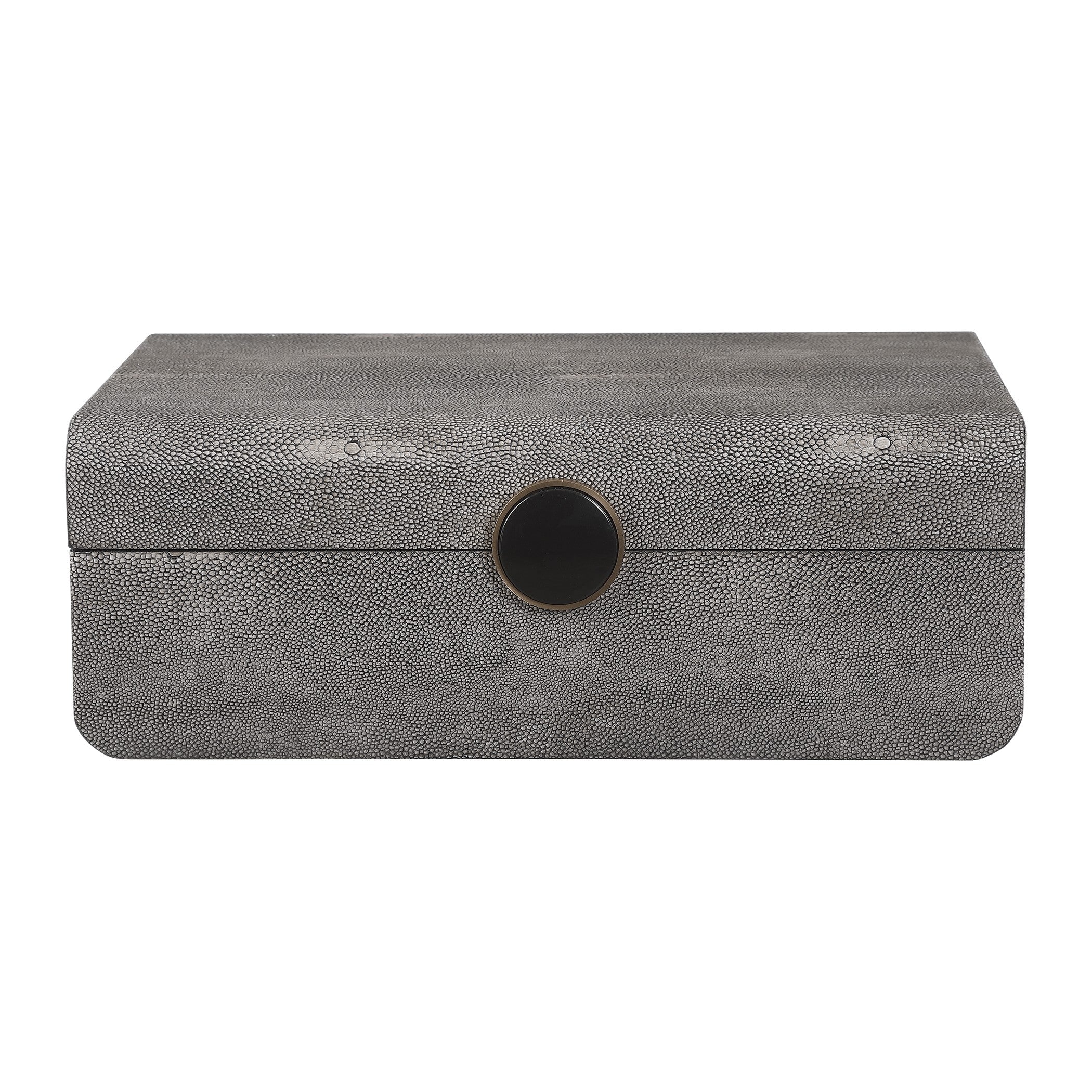Lalique Art Deco Decorative Box in Smoke Grey Shagreen by Uttermost