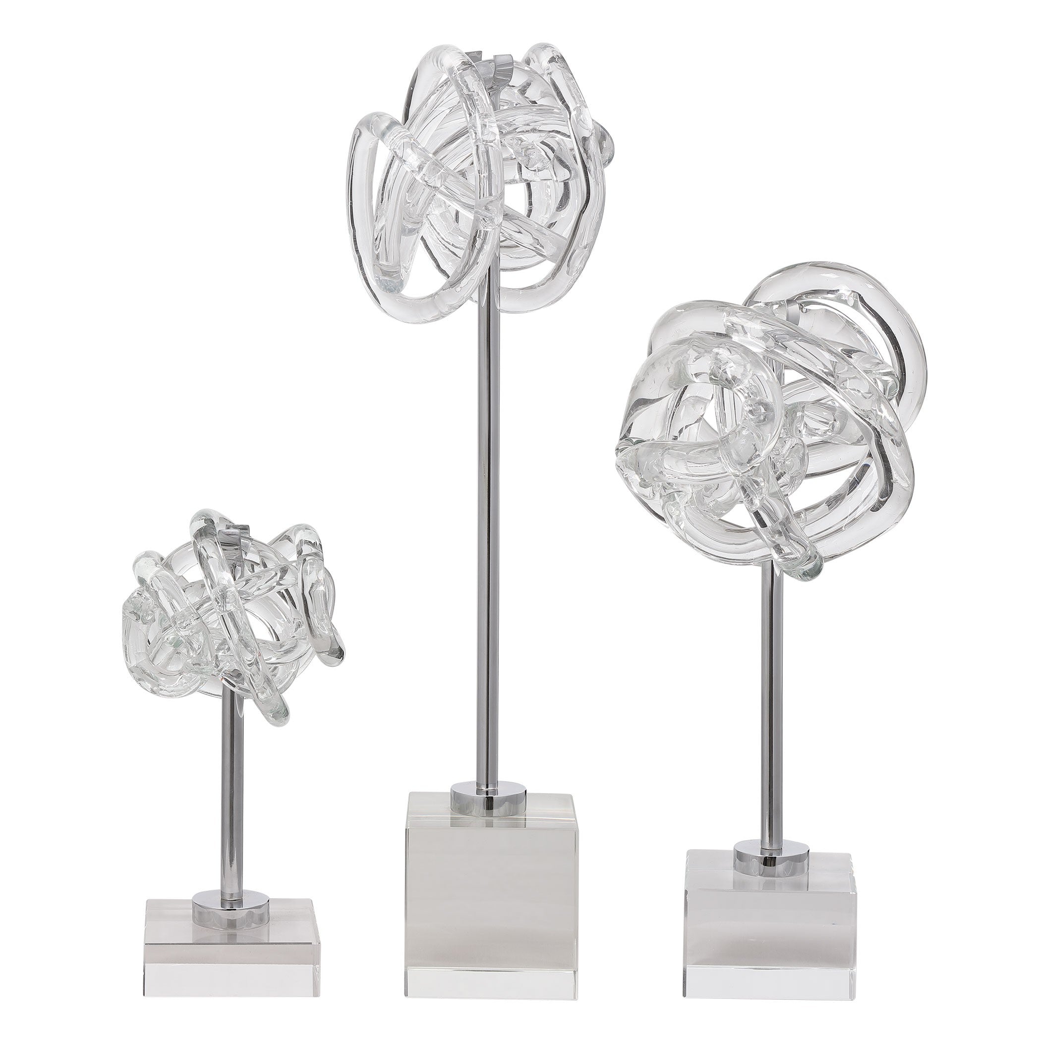 Neuron Glass Table Top Sculptures - Set of 3 by Uttermost