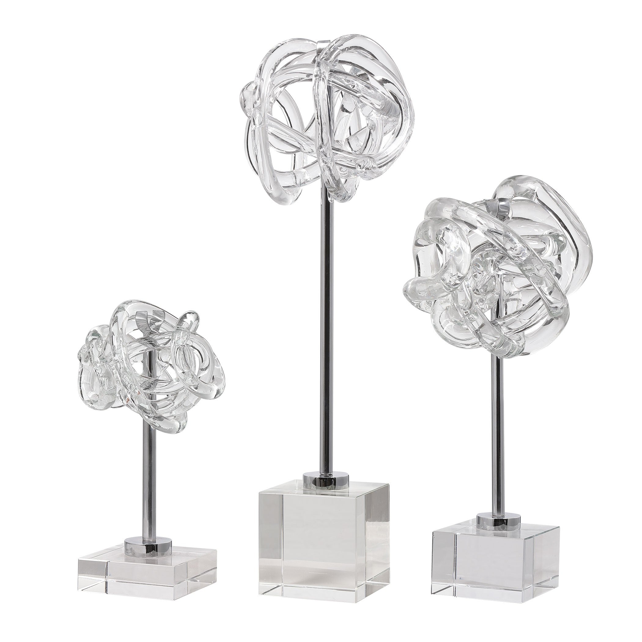 Neuron Glass Table Top Sculptures - Set of 3 by Uttermost