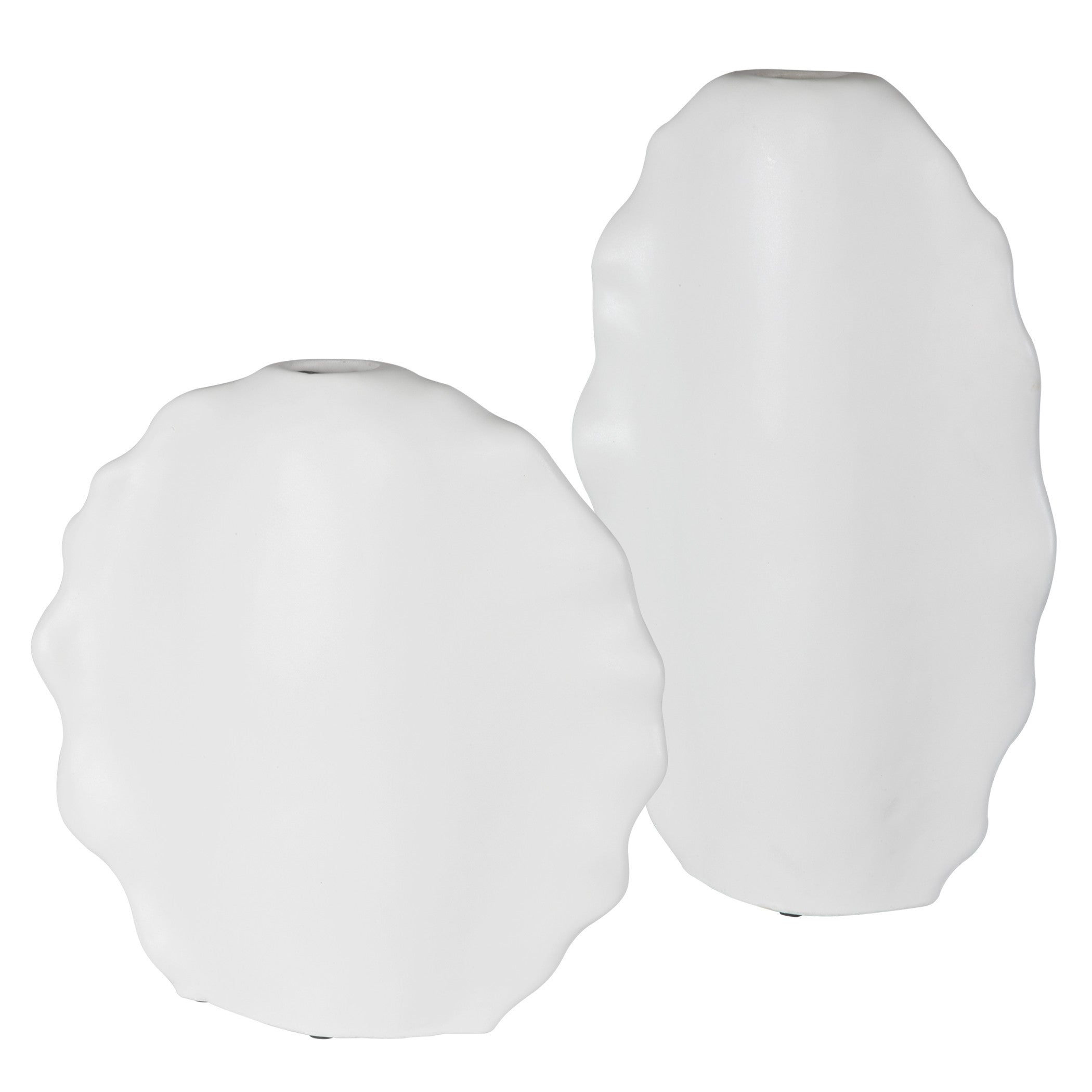Ruffled Feathers Modern Indoor-Outdoor White Vases - Set of 2 by Uttermost