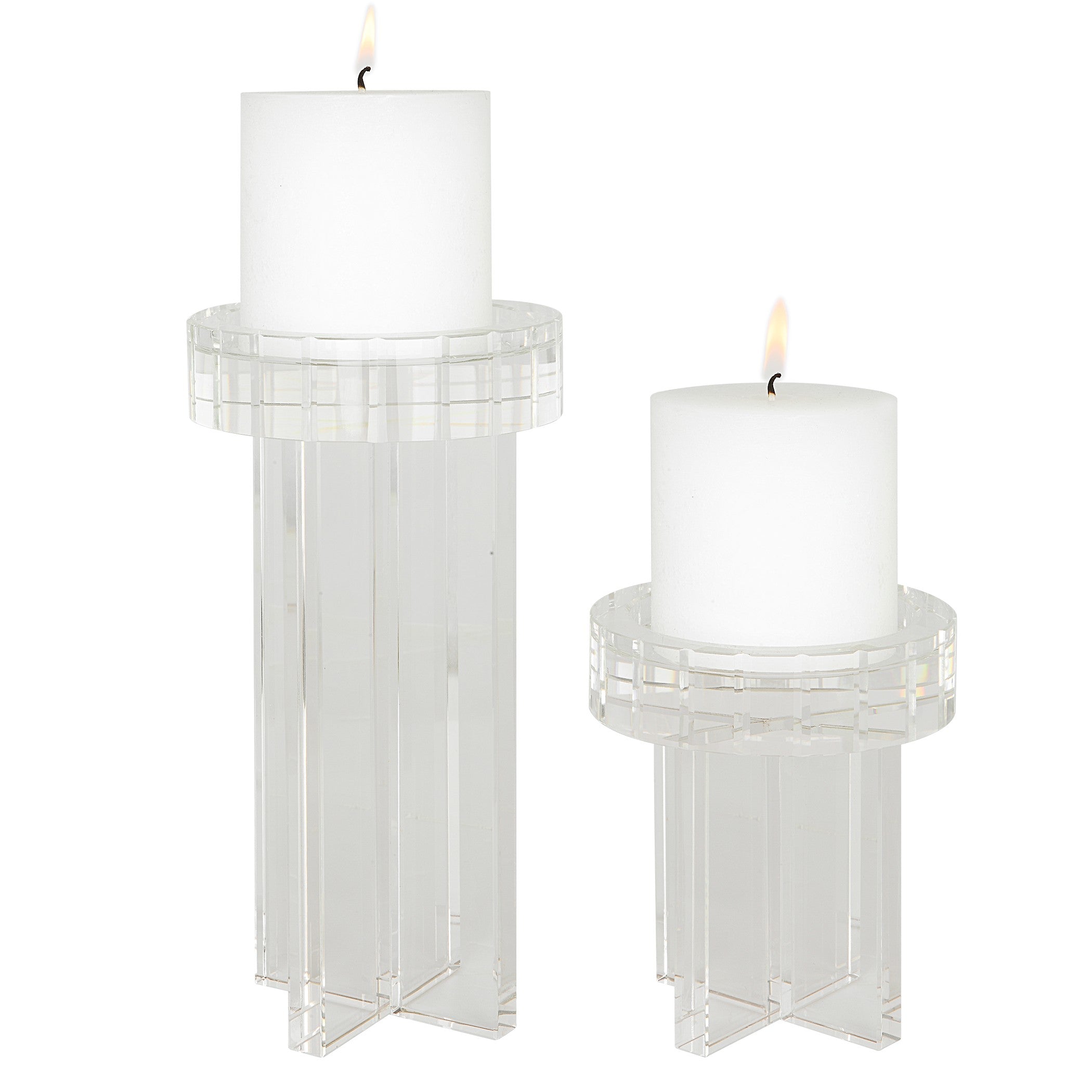 Crystal Pillar Candleholders - Set of 2 by Uttermost