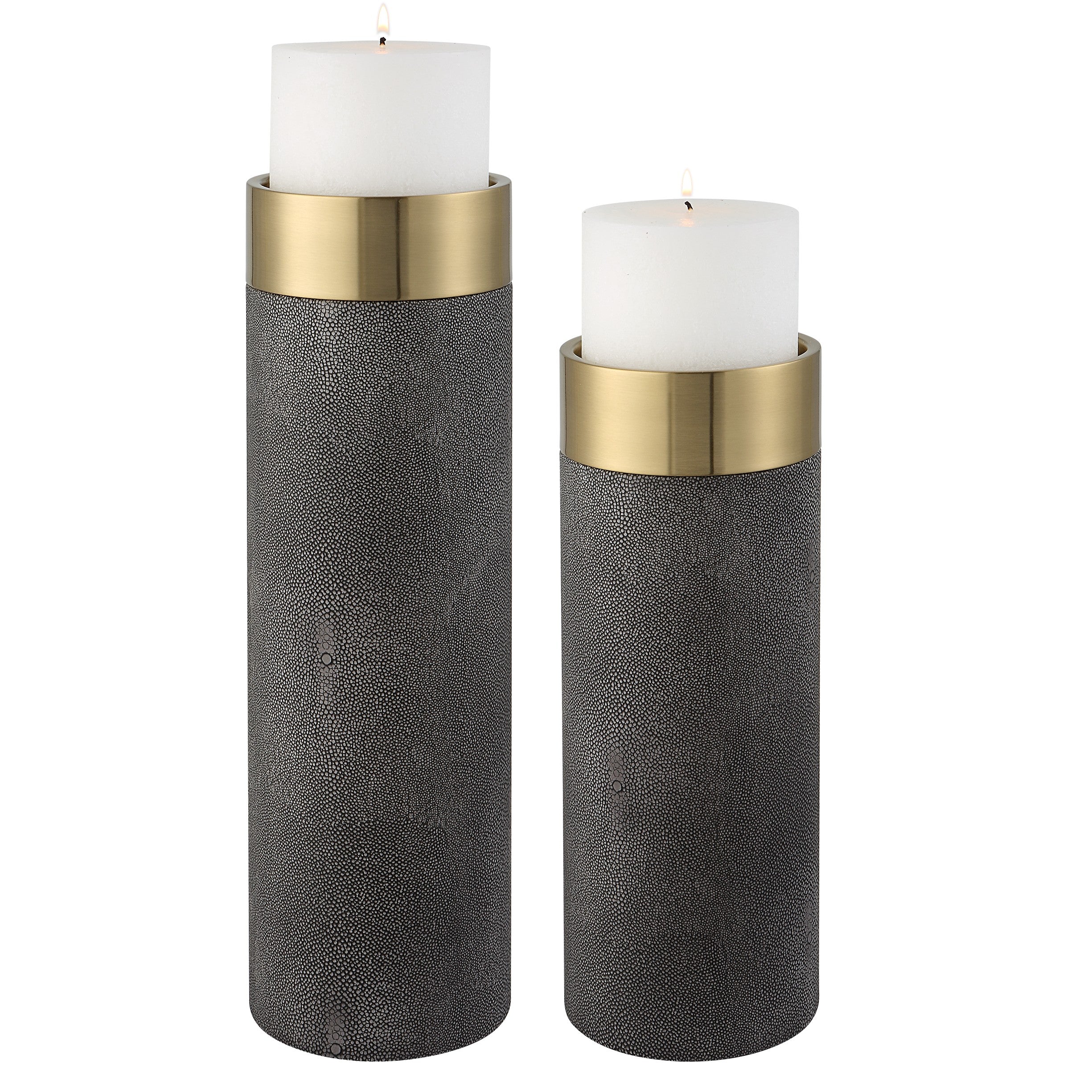 Wessex Gray Candleholders - Set of 2 by Uttermost
