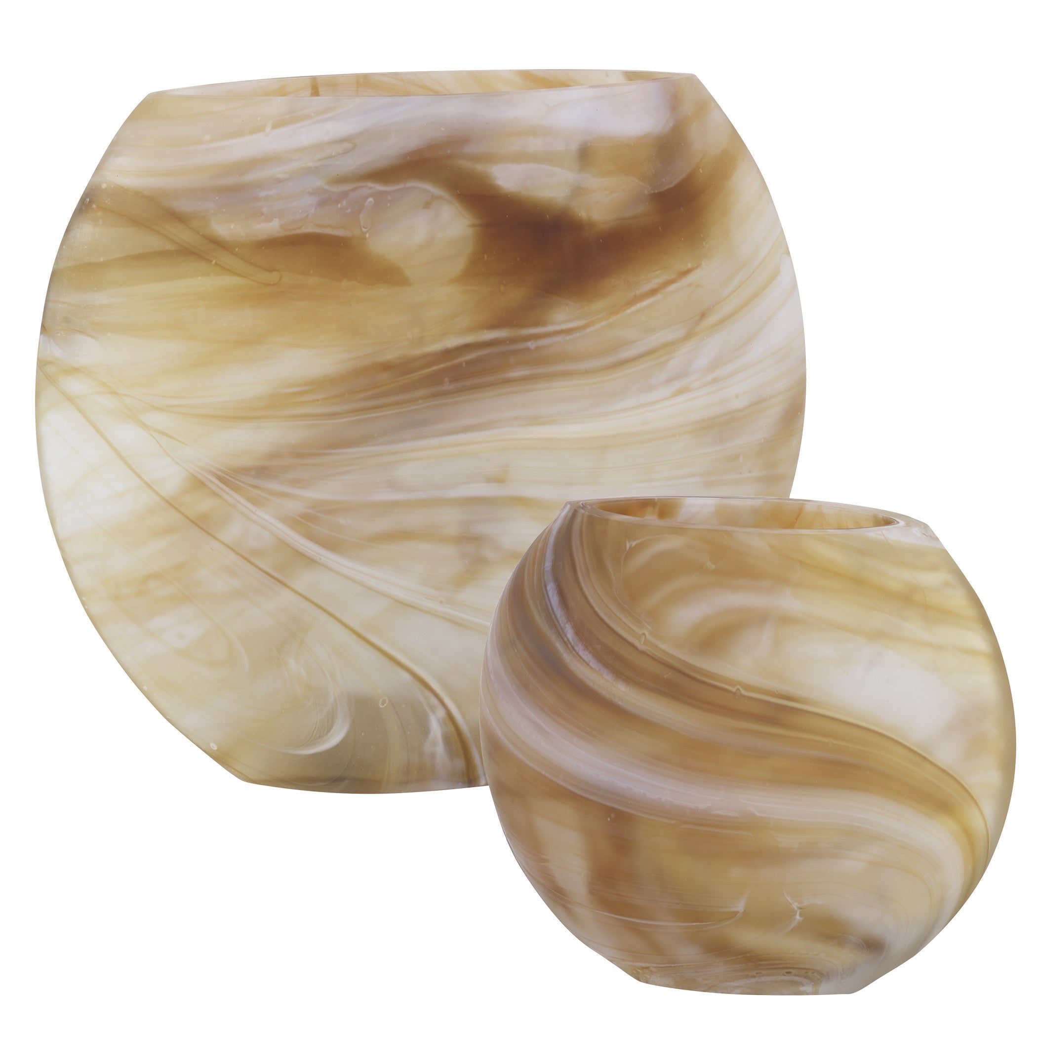 Fusion Swirled Caramel & Ivory Vases - Set of 2 by Uttermost