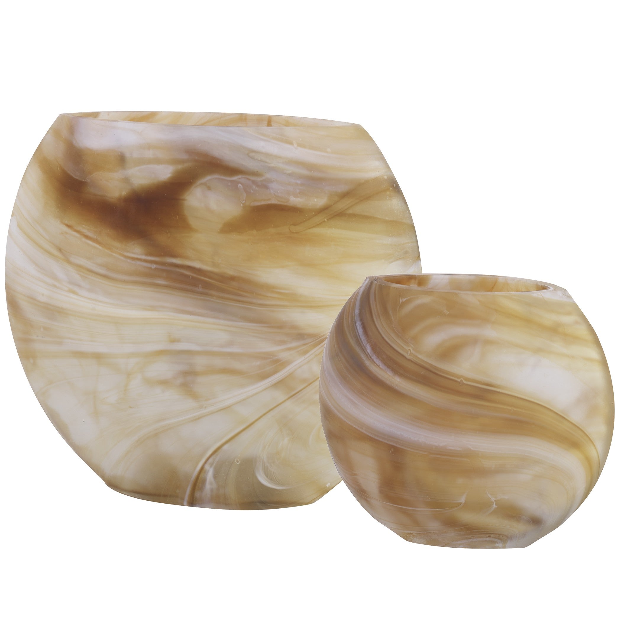 Fusion Swirled Caramel & Ivory Vases - Set of 2 by Uttermost