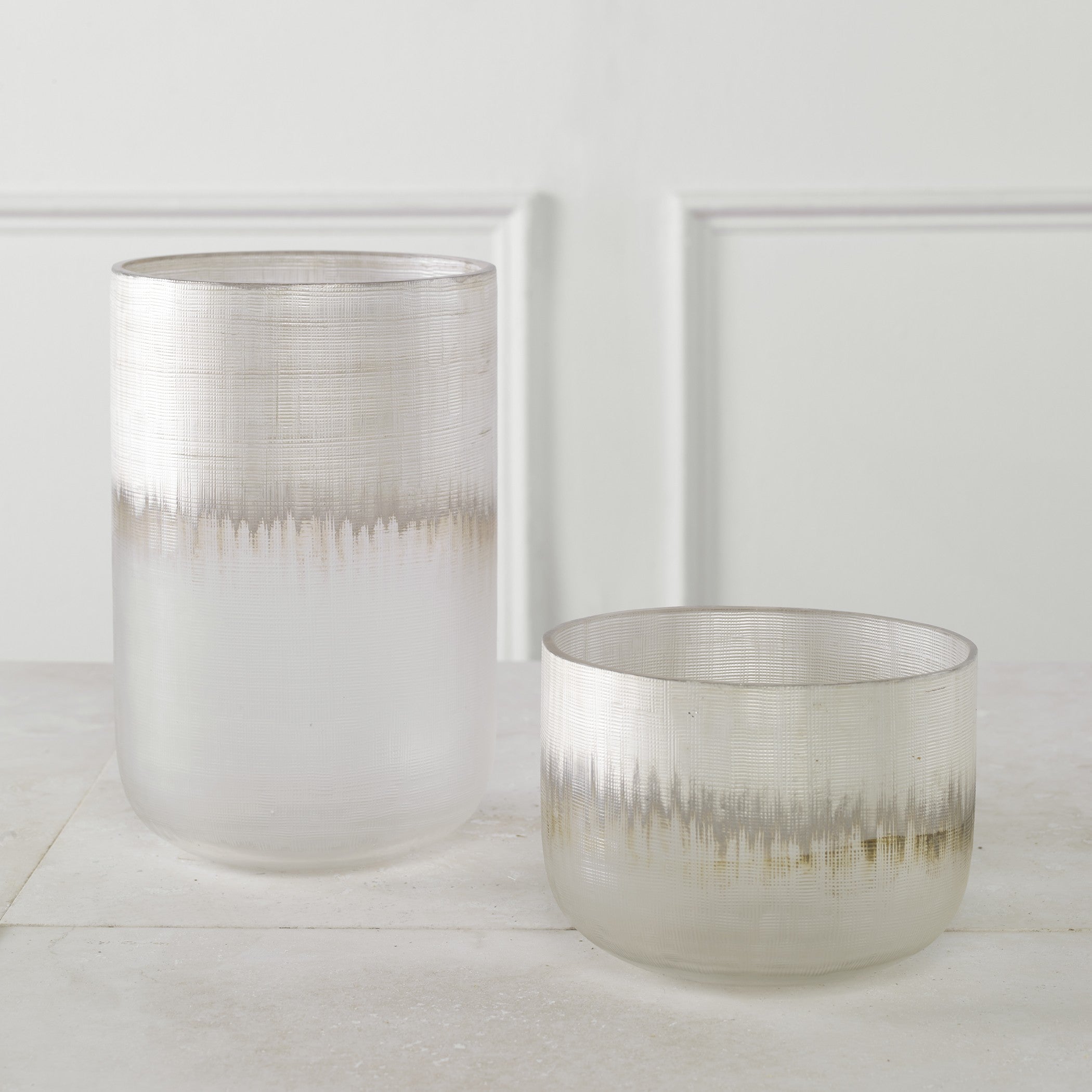 Frost Silver Drip Glass Vases - Set of 2 by Uttermost