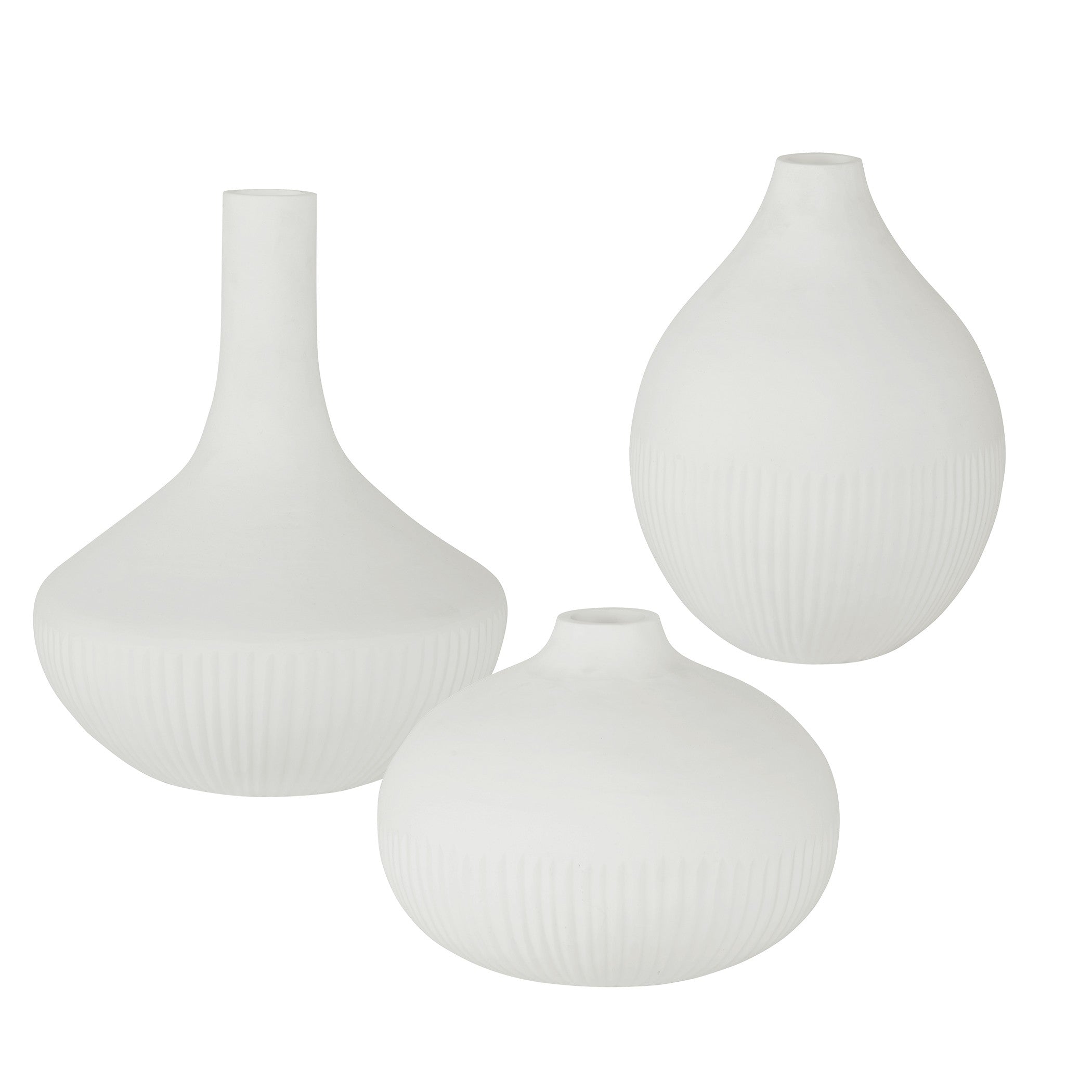 Apothecary Satin Vases in White - Set of 3 by Uttermost