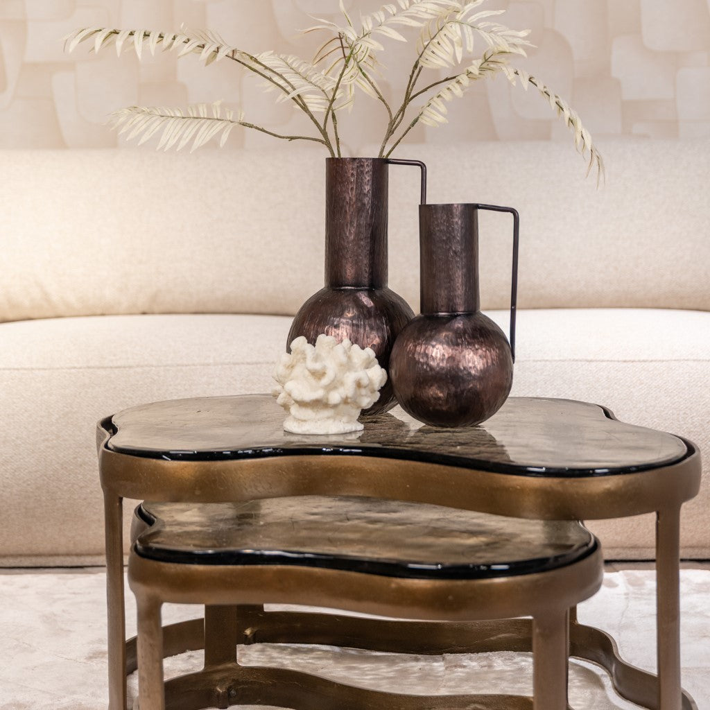 Fairfield Antique Brass & Glass Coffee Tables Set of 2 by Richmond Interiors