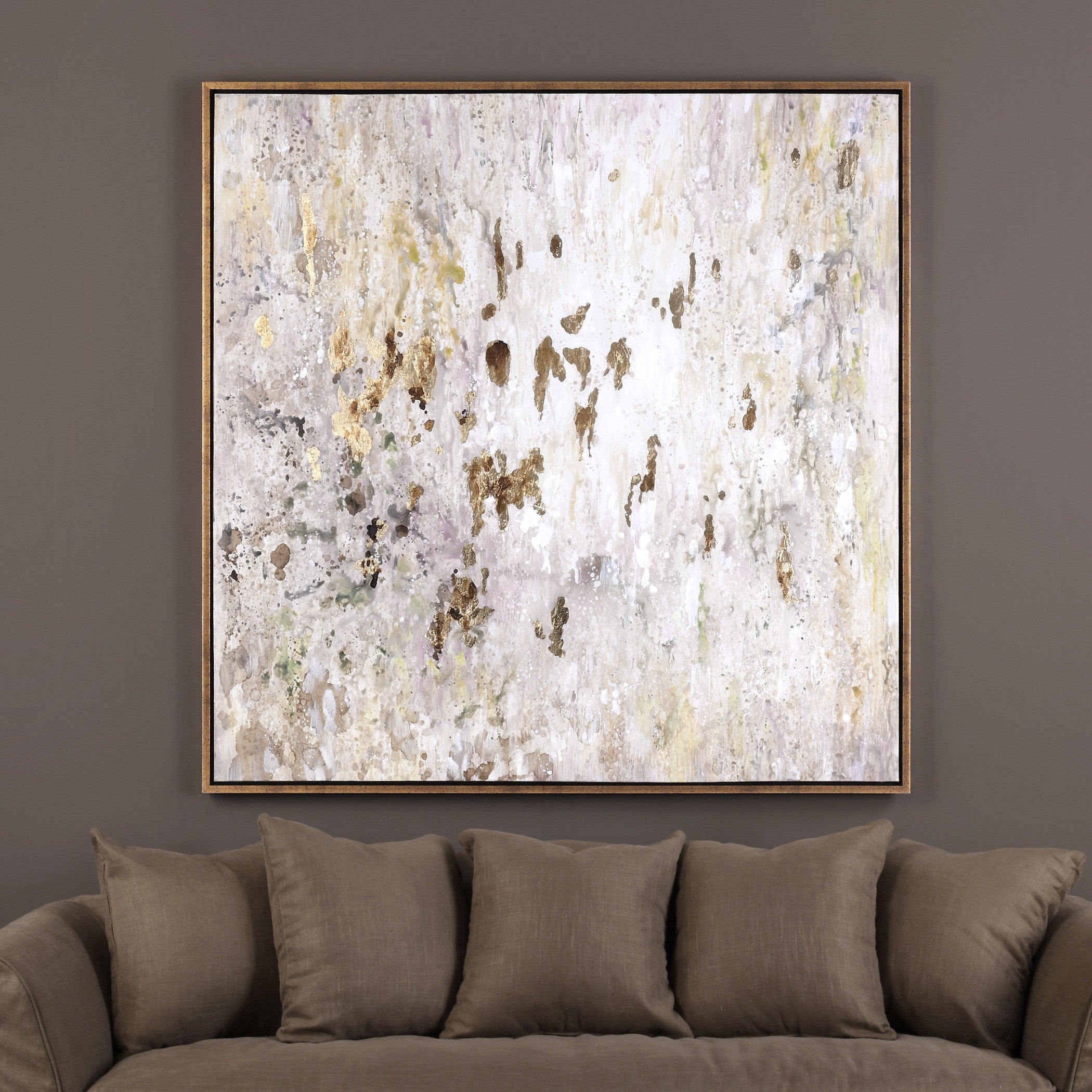 Golden Raindrops Modern Abstract Art by Uttermost