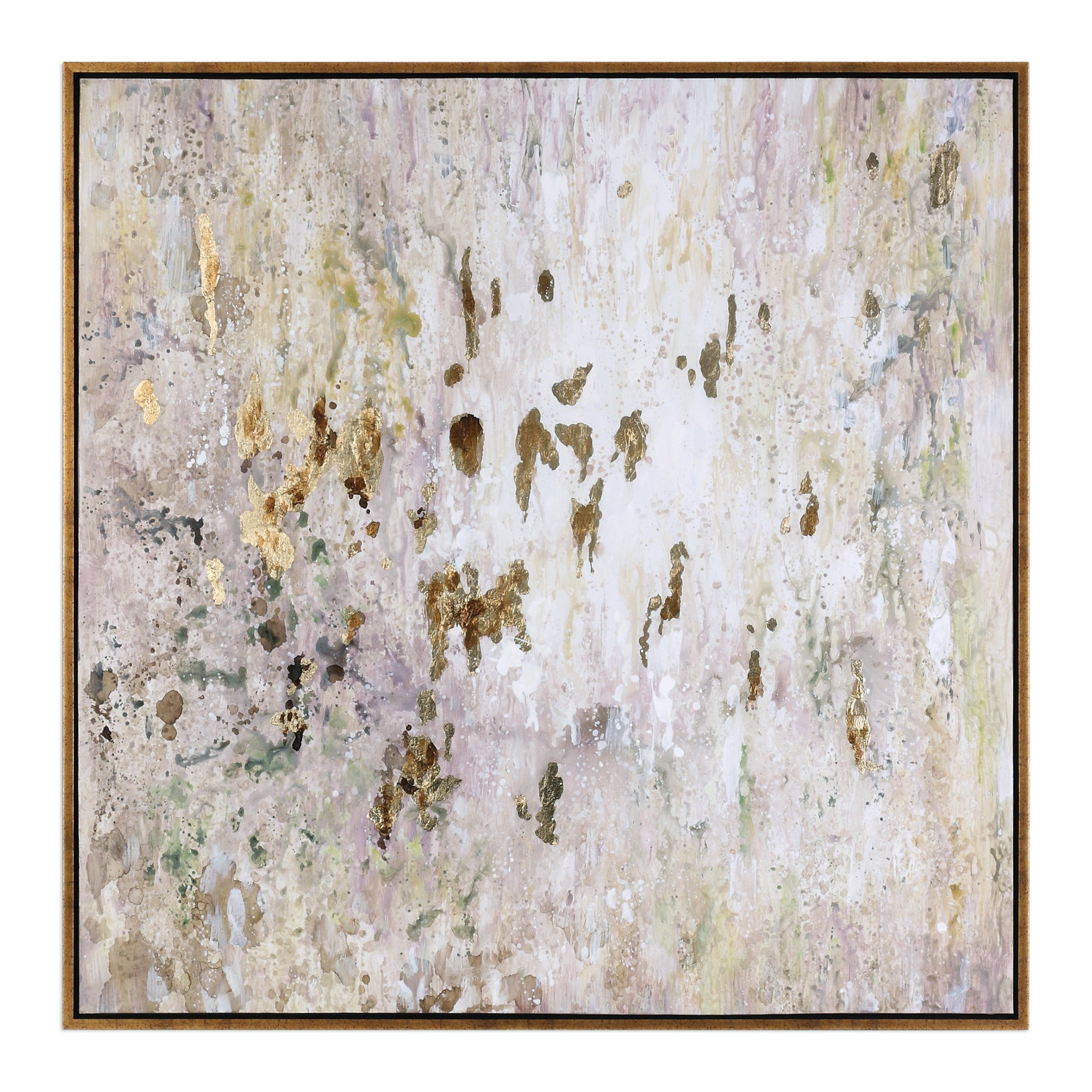 Golden Raindrops Modern Abstract Art by Uttermost