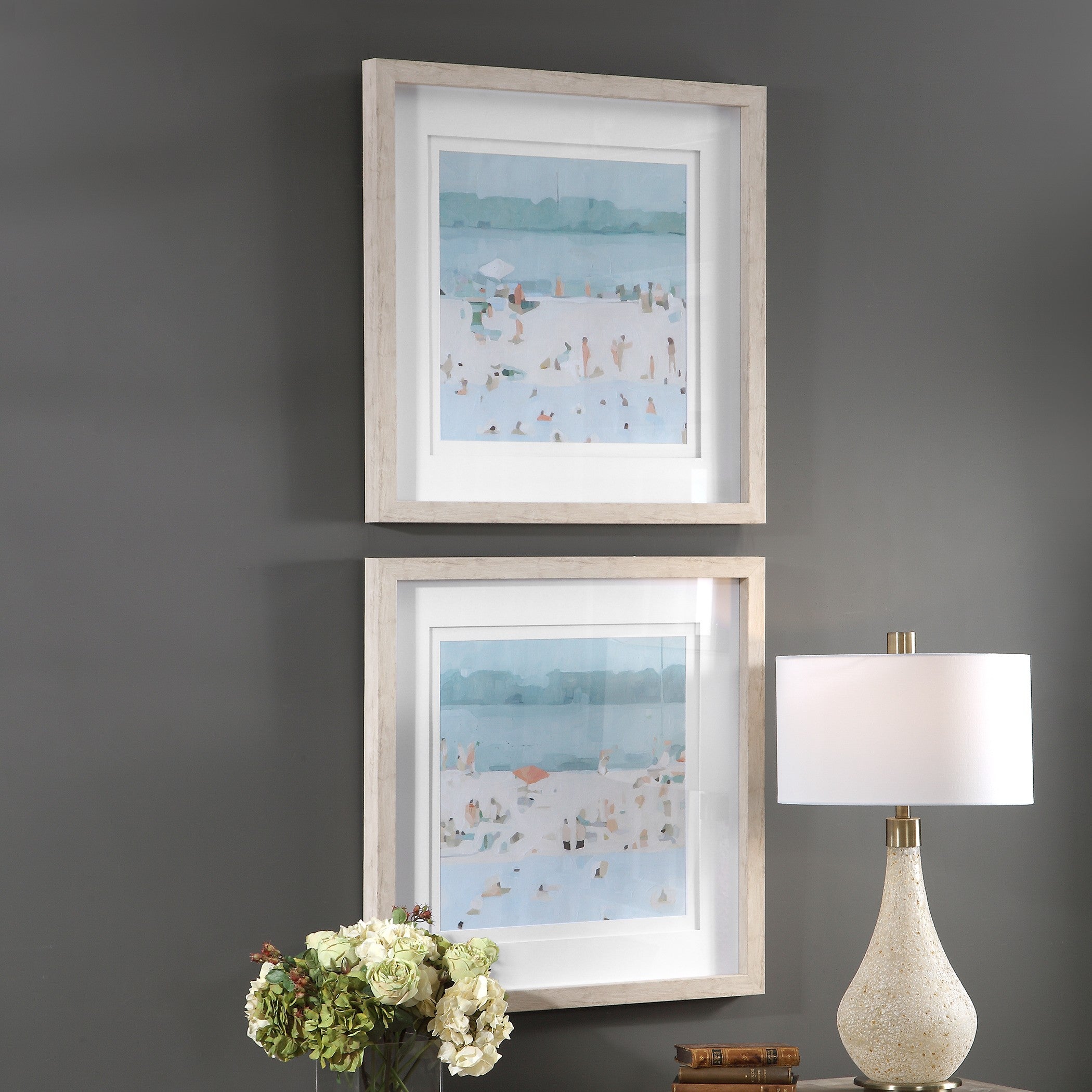 Sea Glass Sandbar Framed Prints - Set of 2 by Uttermost