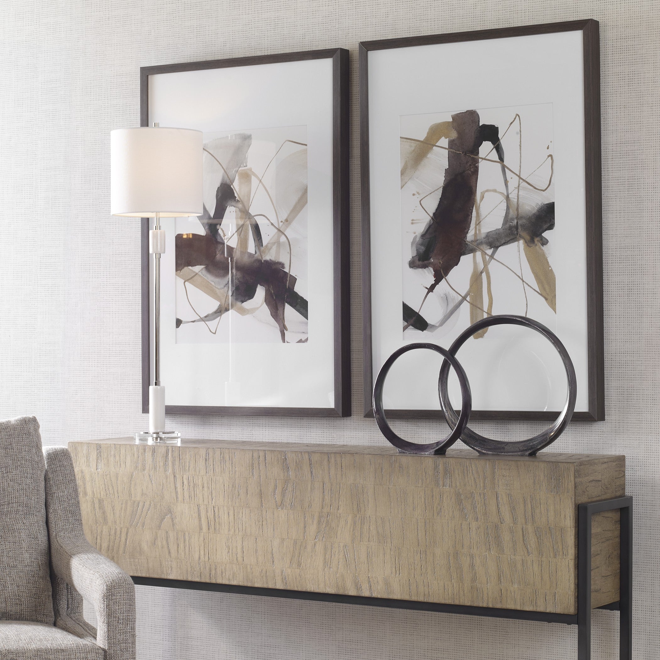 Burgundy Interjection Abstract Prints - Set of 2 by Uttermost