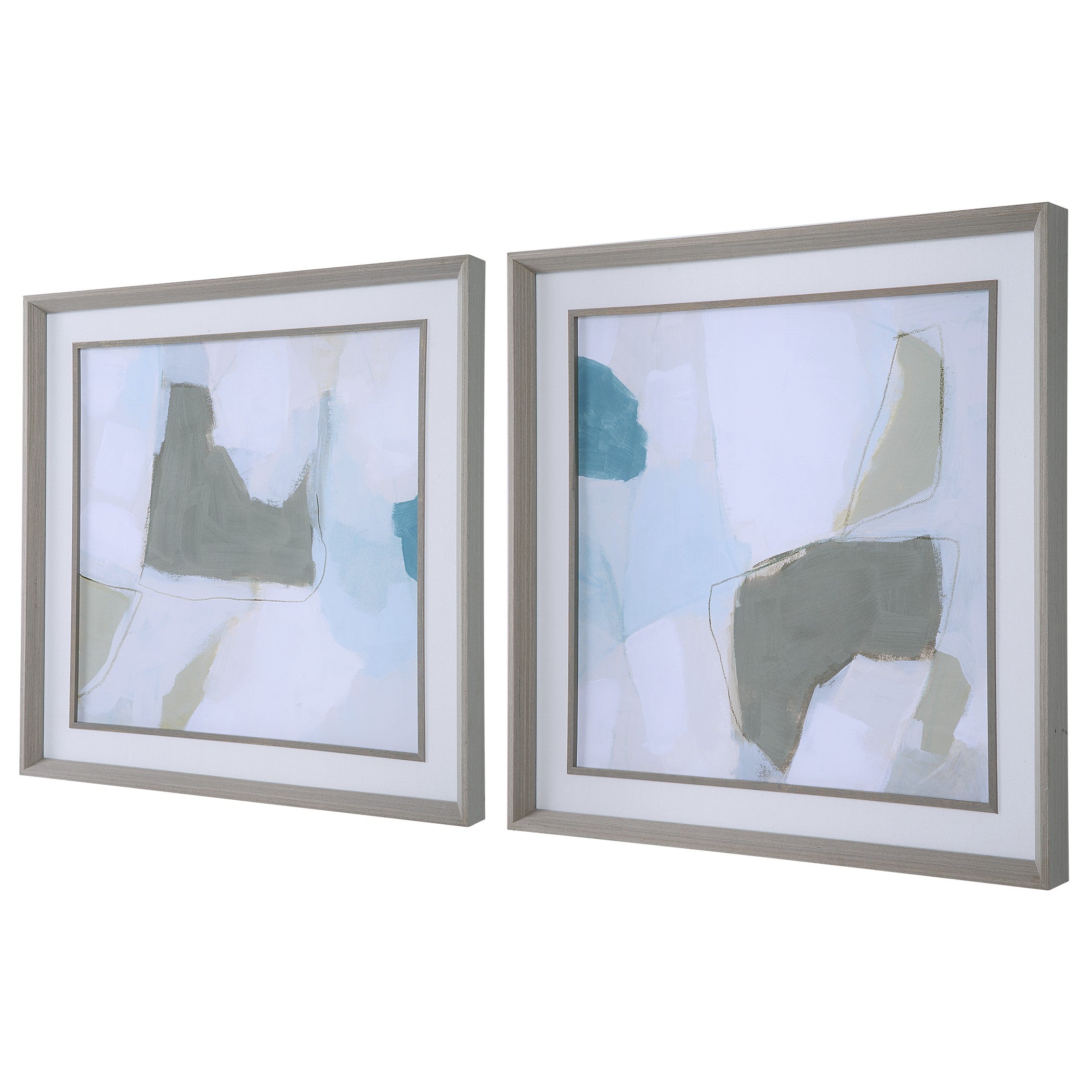 Mist Shapes Framed Prints - Set of 2 by Uttermost