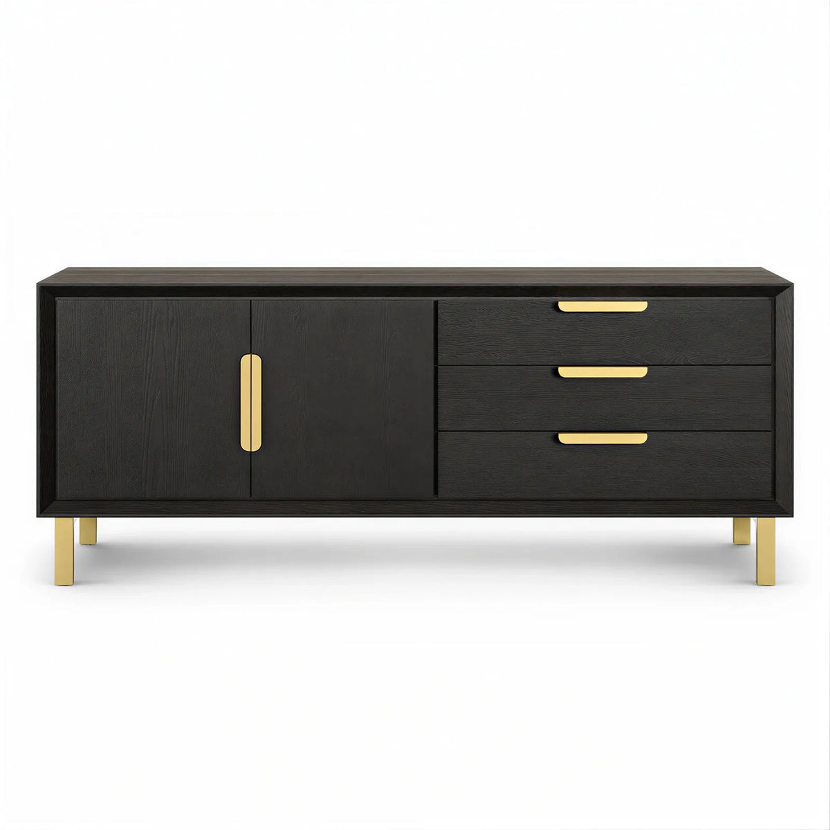 Aspen Textured Coffee Oak Wood & Gold Sideboard Berkeley Designs