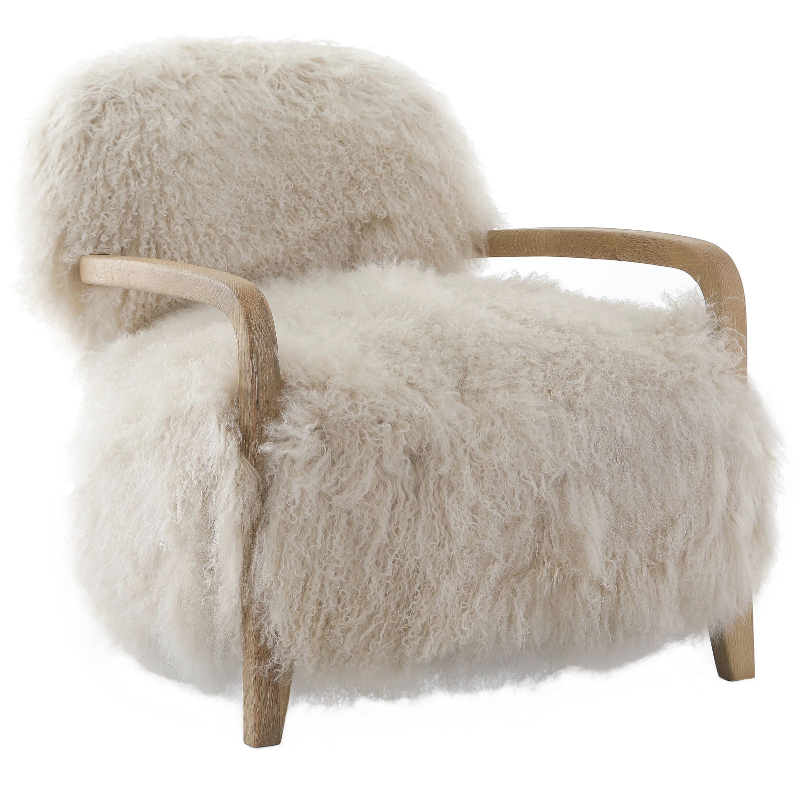 Baaarb Accent Chair in Natural Real Long Sheepskin by Keiichi