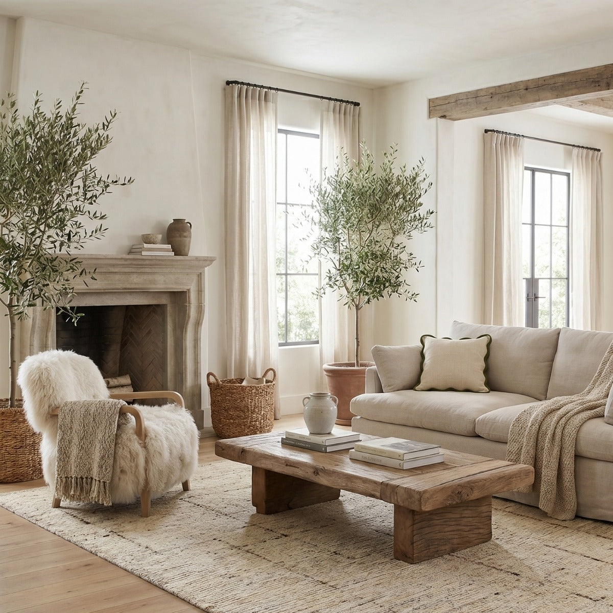 Baaarb Accent Chair in Natural Real Long Sheepskin by Keiichi