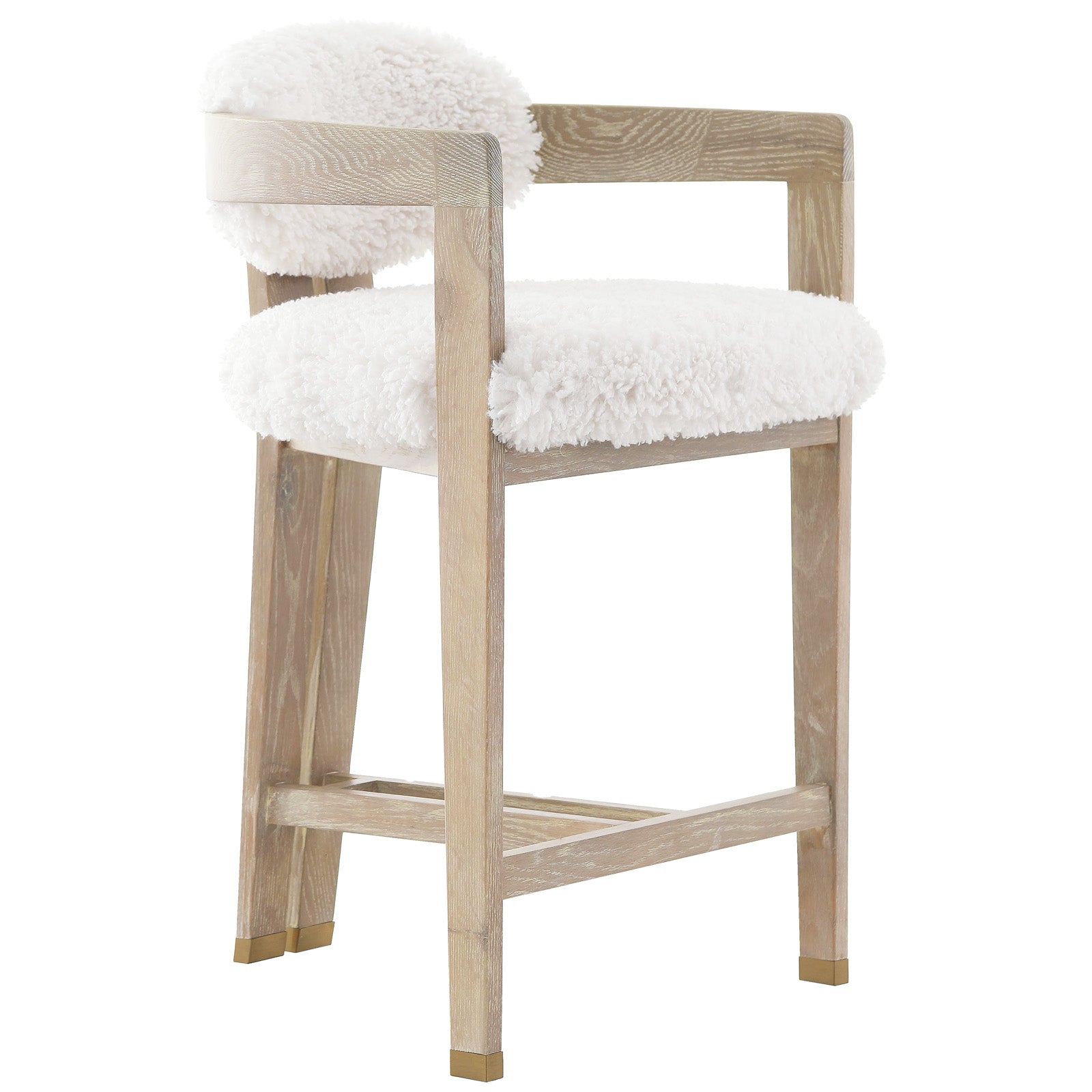 Baaarb Counter Stool in Faux Sheepskin by Keiichi