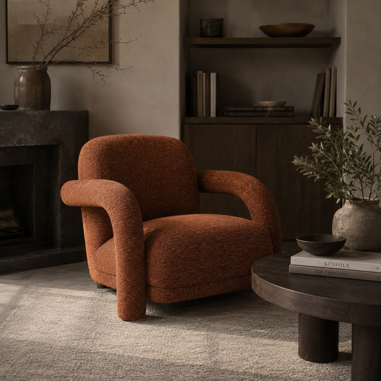 Bari Occasional Chair Chestnut Red Orsay Fabric Upholstery Liang & Eimil