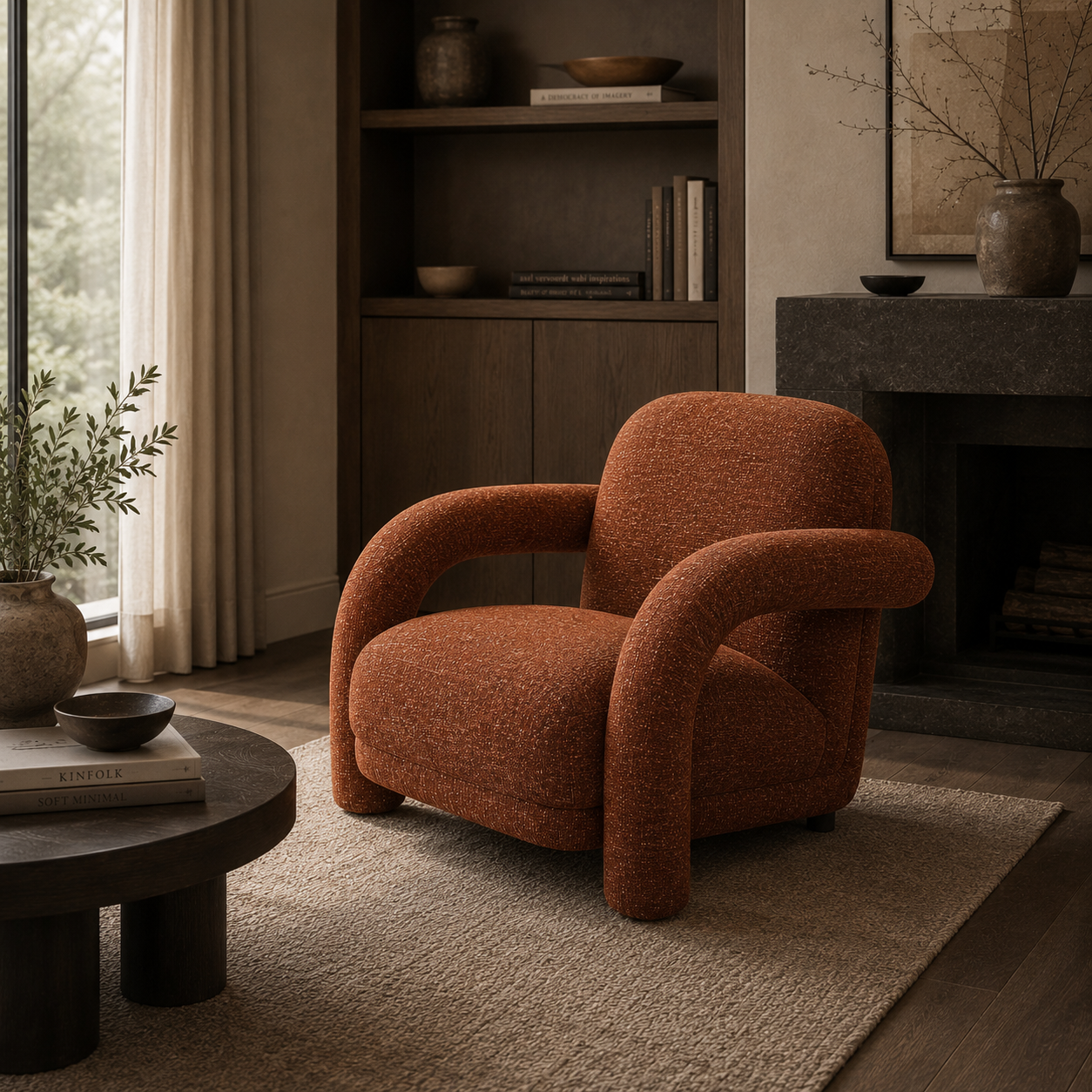 Bari Occasional Chair Chestnut Red Orsay Fabric Upholstery Liang & Eimil