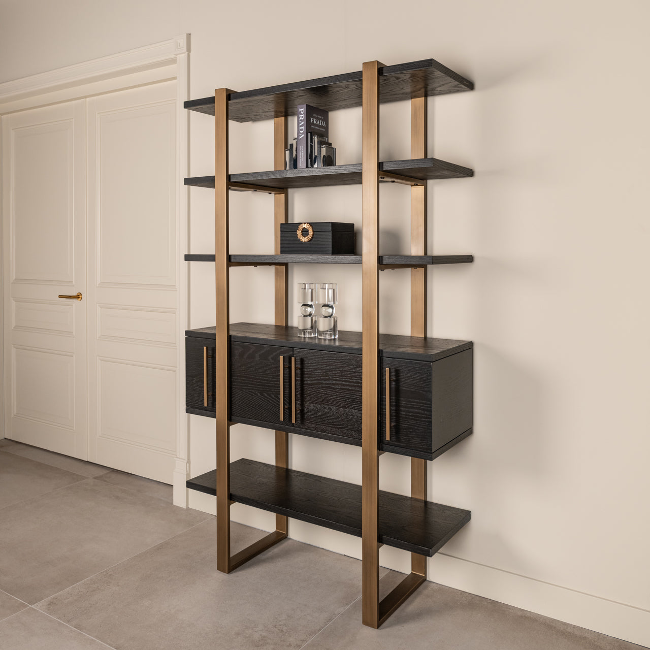 Cambon Dark Coffee 4 Door 4 Shelf Display Unit by Richmond Interiors