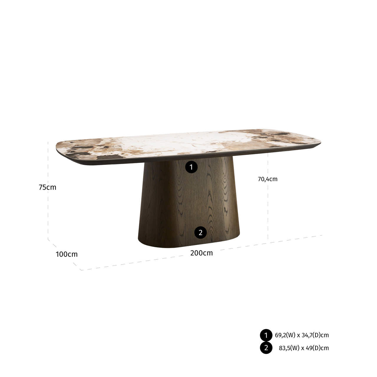 Langford Brown Oak Veneer & Ceramic Dining Table - 200cm by Richmond Interiors