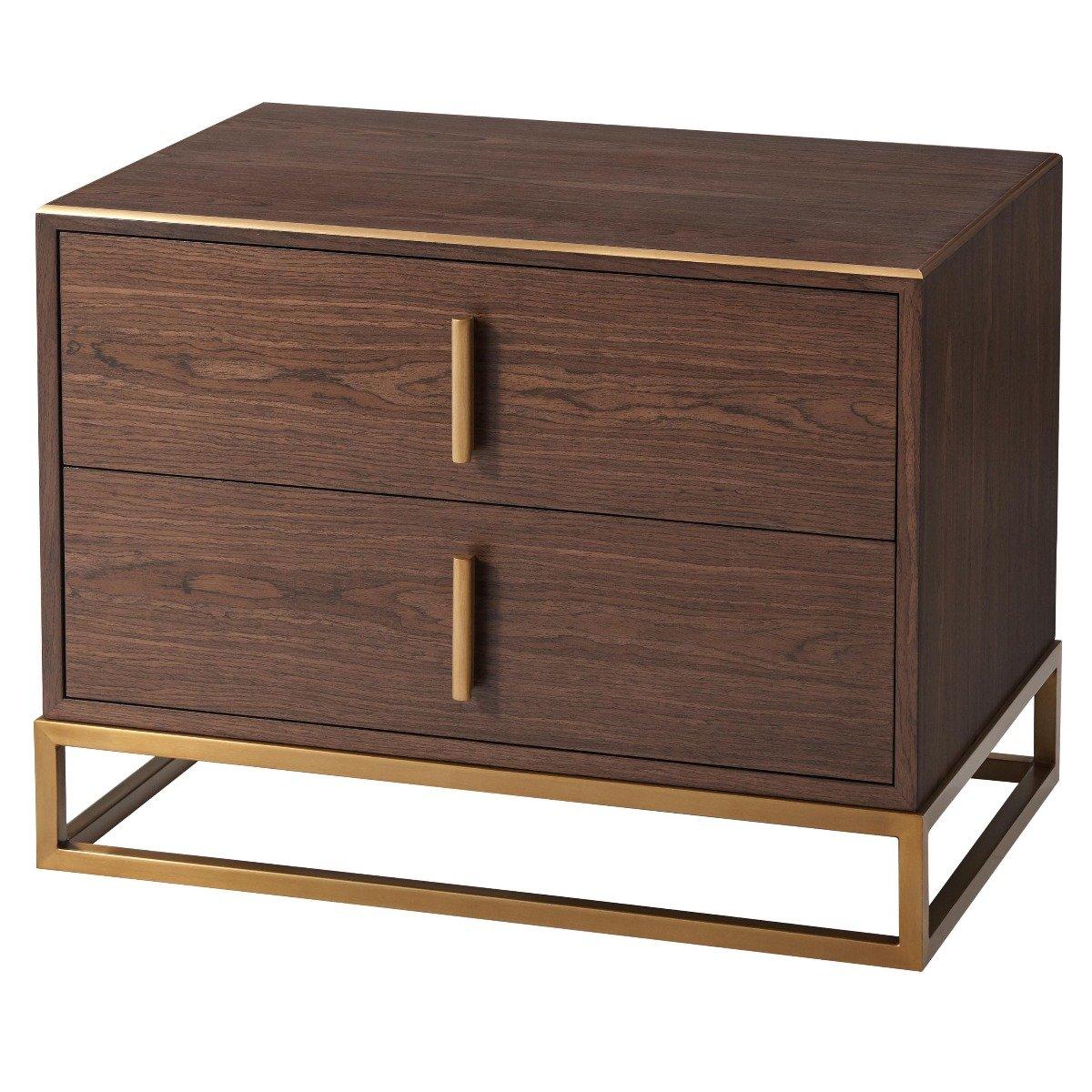 Bedside Table Blain in Macadamia & Brass by Theodore Alexander