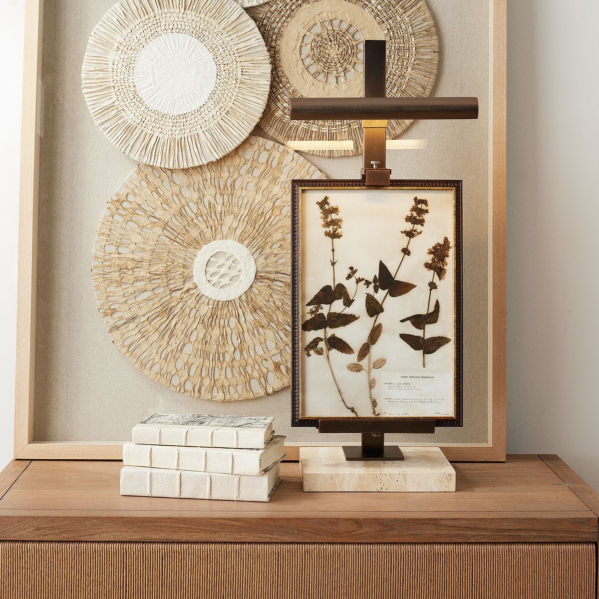 Lean On Me Lighted Easel in Travertine/Bronze by Uttermost