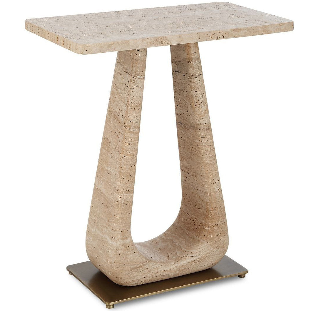 About Turn Side Table in Travertine by Uttermost