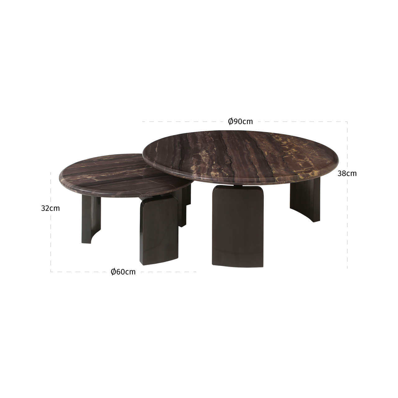 Menton Burgundy Marble Coffee Table Set of 2 by Richmond Interiors