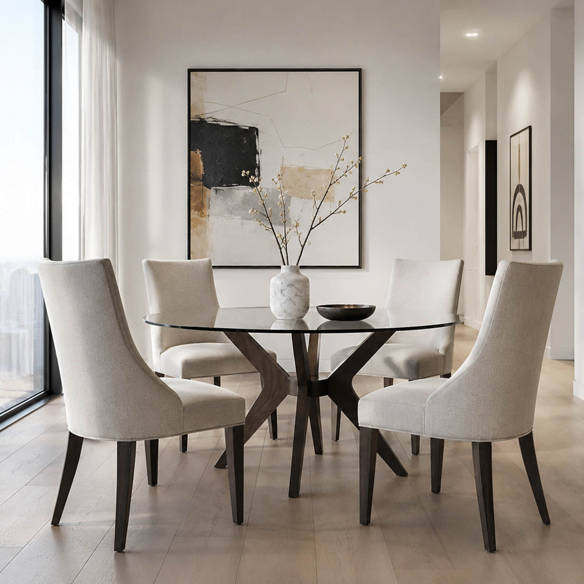 Ezra Dining Chair in Kendal Linen by Theodore Alexander