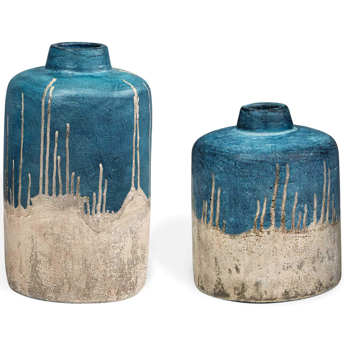 Coastal Cascade Indoor-Outdoor Blue Vases, Set of 2 Uttermost