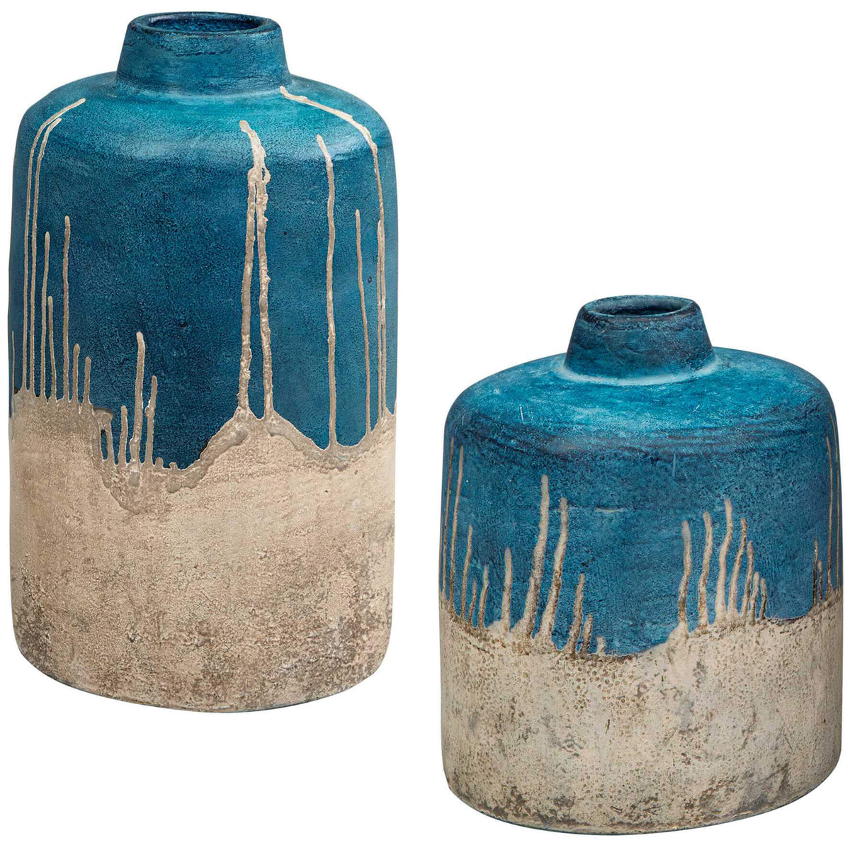 Coastal Cascade Indoor-Outdoor Blue Vases, Set of 2 Uttermost