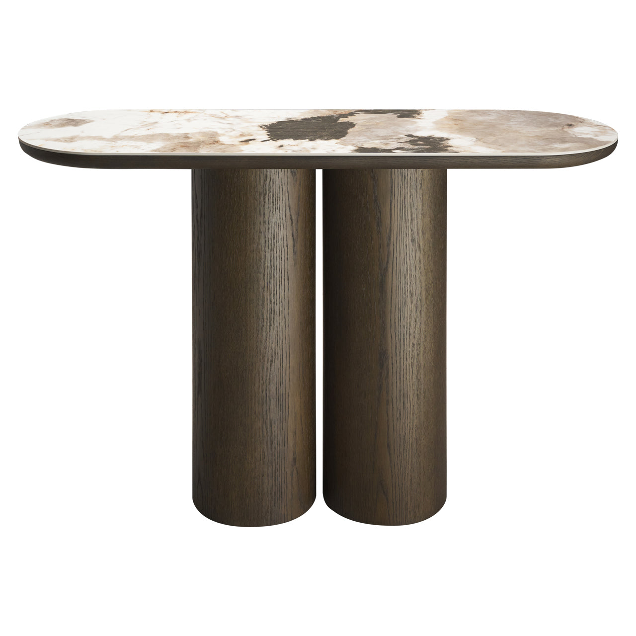 Langford Brown Oak Wood & Ceramic Console Table by Richmond Interiors