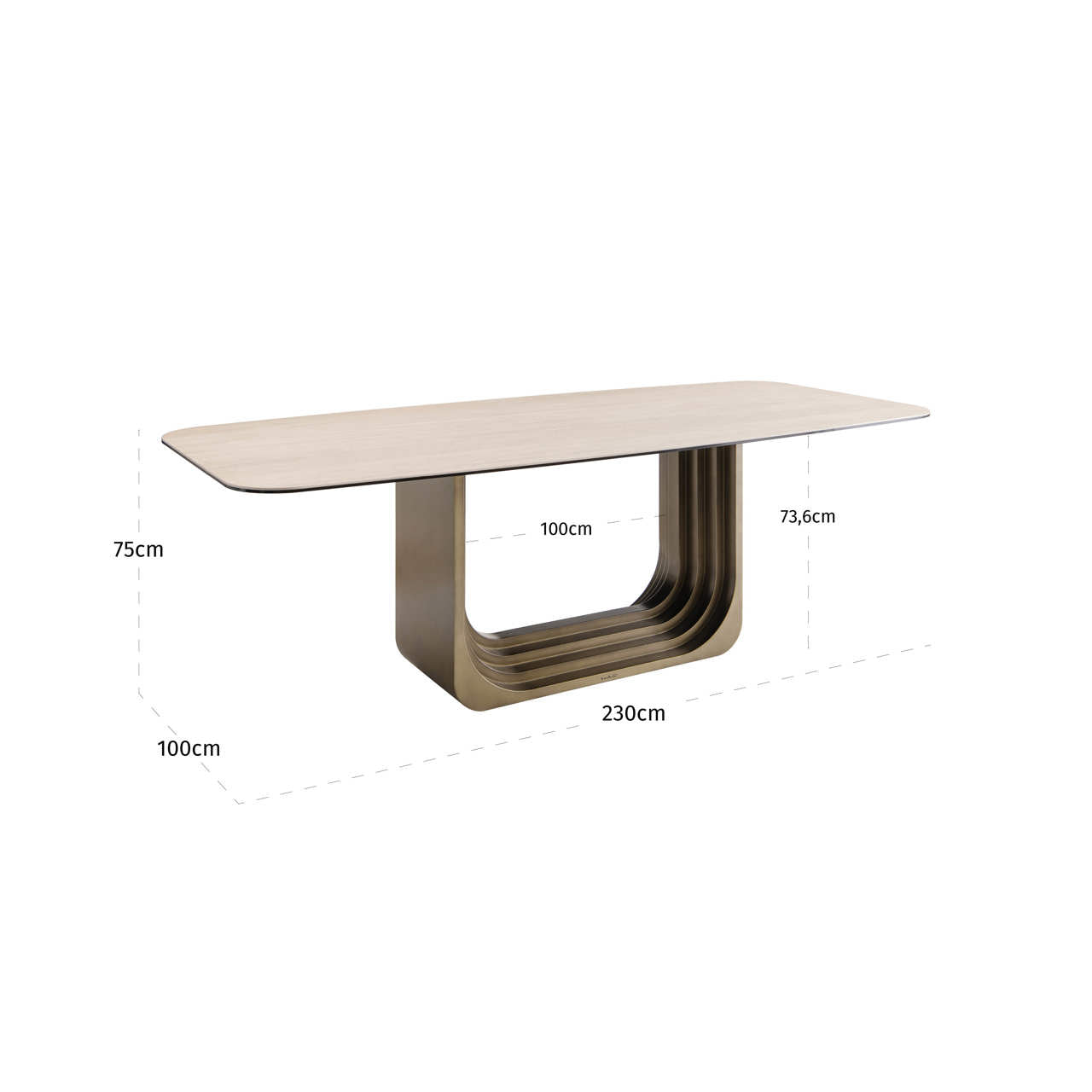 Maxfield Beige Ceramic Dining Table - 230cm by Richmond Interiors