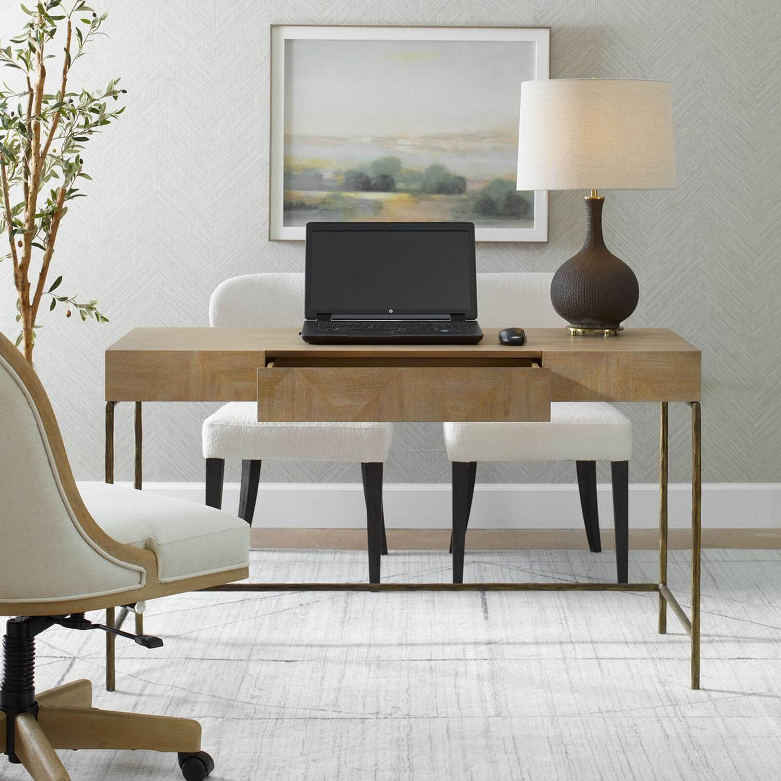 Aristotle Natural Wood Modern Desk by Uttermost