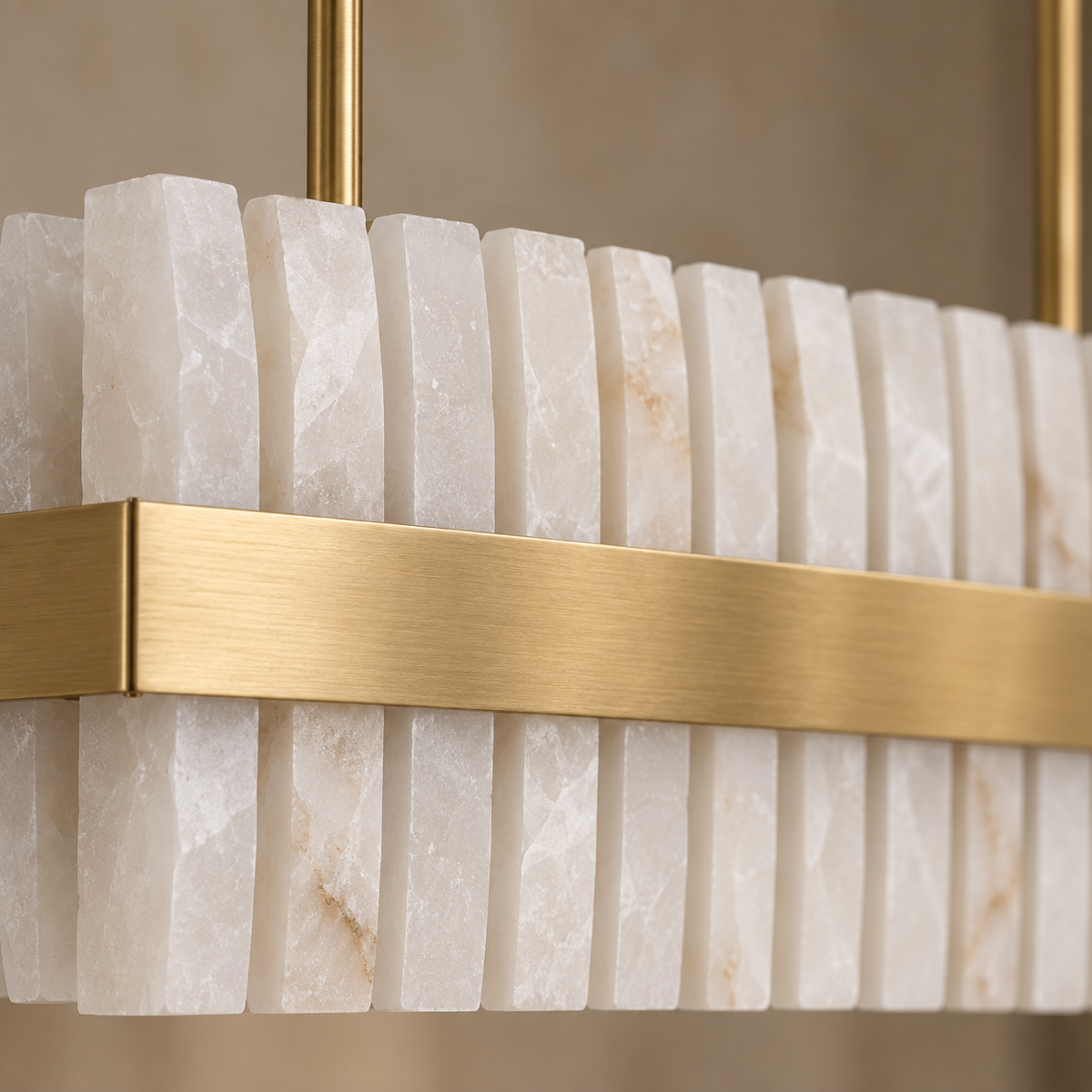 Salerno Gold & Alabaster Linear Dining Pendant 95cm Luxe Collection