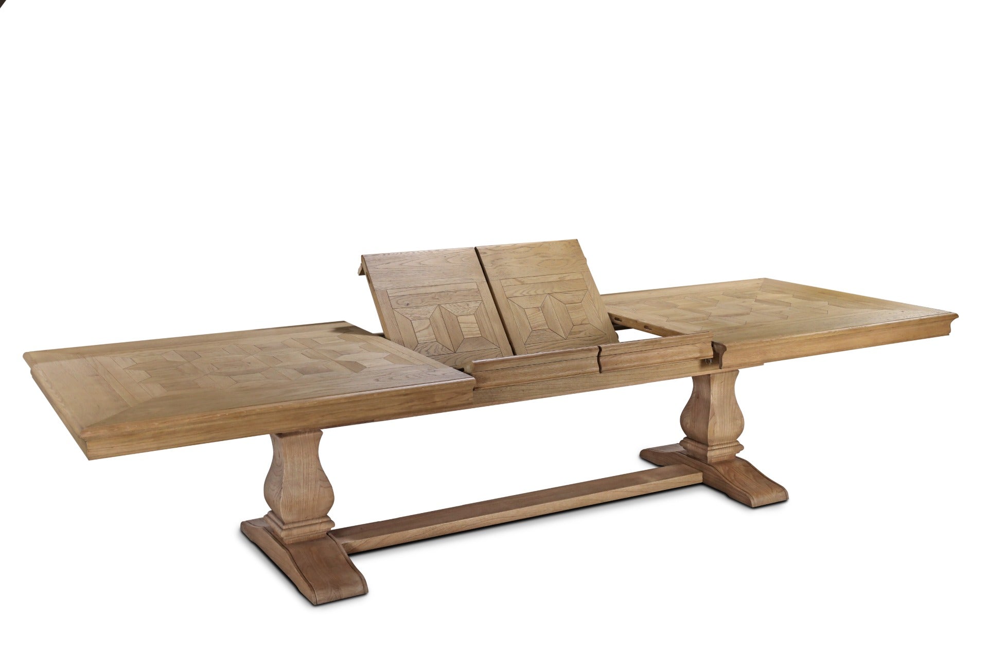 Bath Extending Oak Parquet Top Dining Table by Keiichi