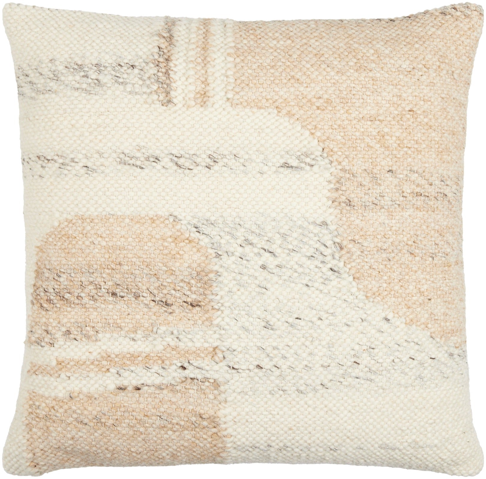 Deccan Traps Woven Wave Cushion in Light Beige by Keiichi