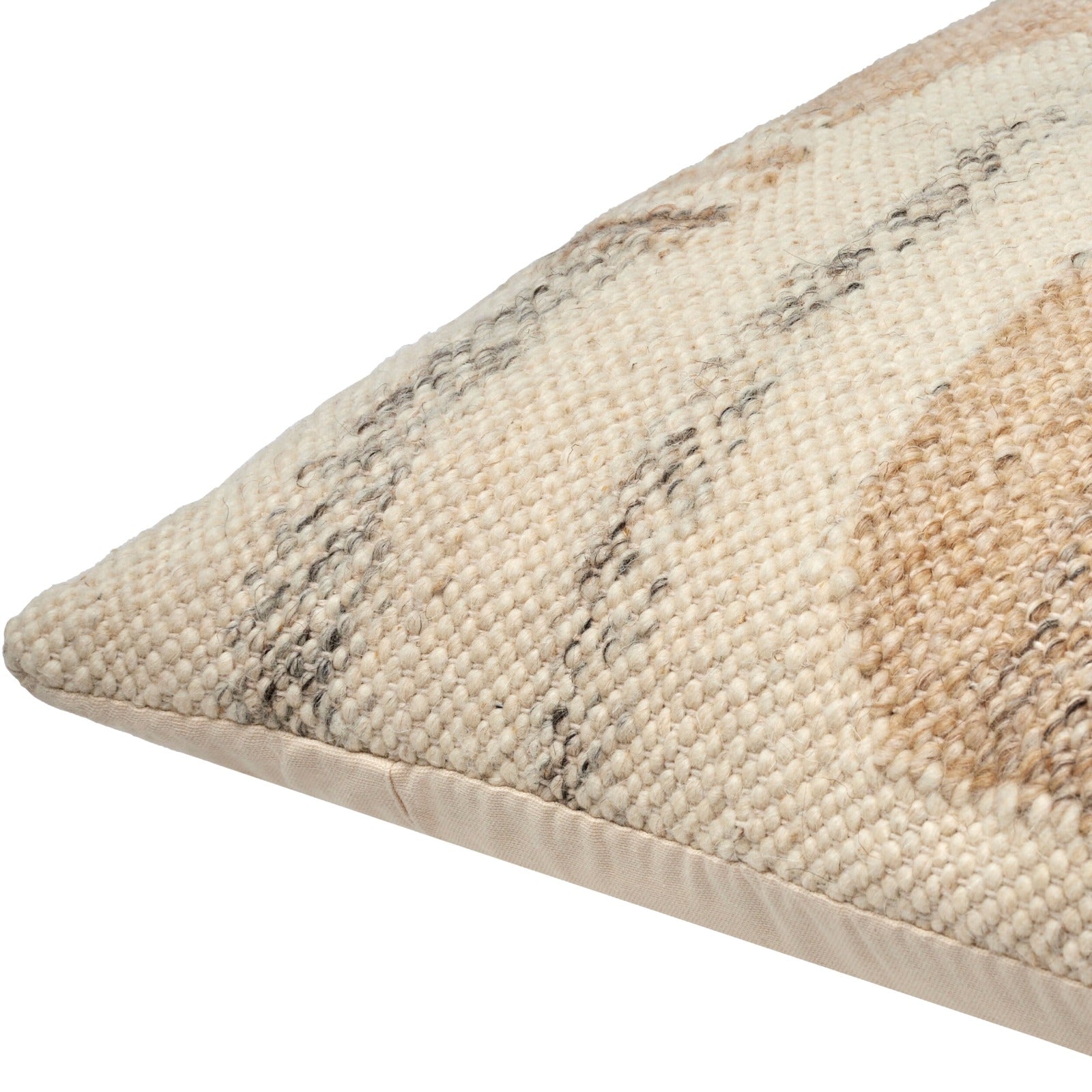 Deccan Traps Woven Wave Cushion in Light Beige by Keiichi