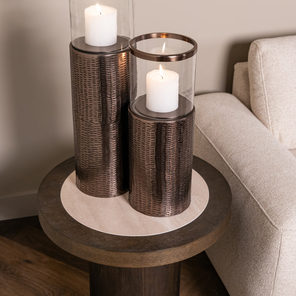 Nando Brown Oak Veneer & Ceramic Side Table by Richmond Interiors